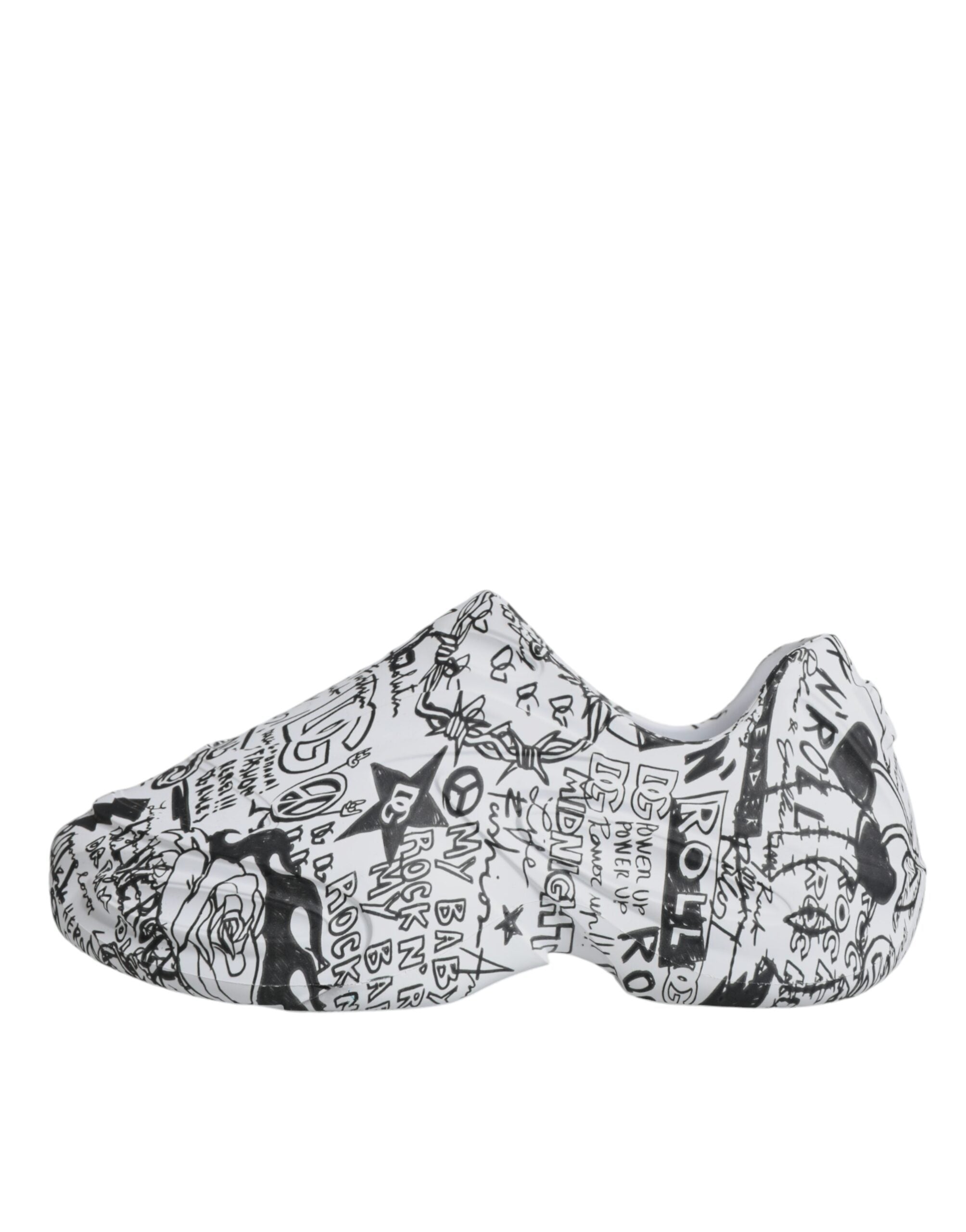 Dolce & Gabbana White Black Graffiti Daymaster Sneakers Men's Shoes