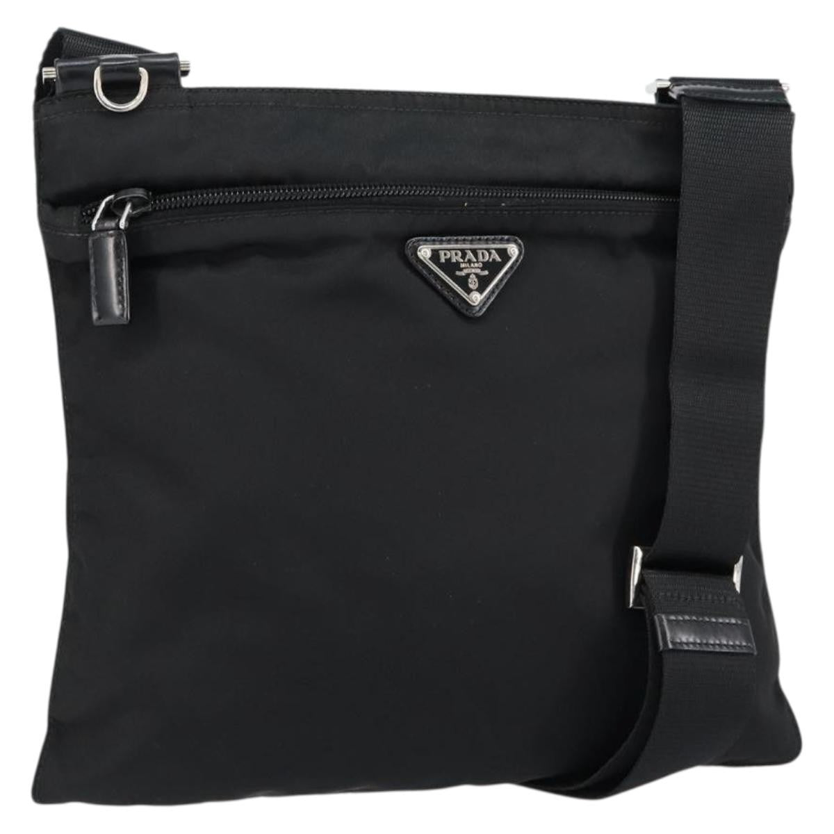 Prada Front Pocket Messenger Tessuto Black Nylon Shoulder Bag Bag (Pre-Owned)