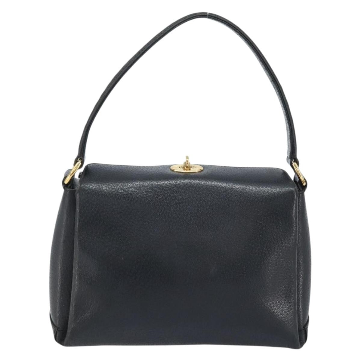 Gucci Vintage Convertible Bamboo Box Leather Black Leather Handbag (Pre-Owned)