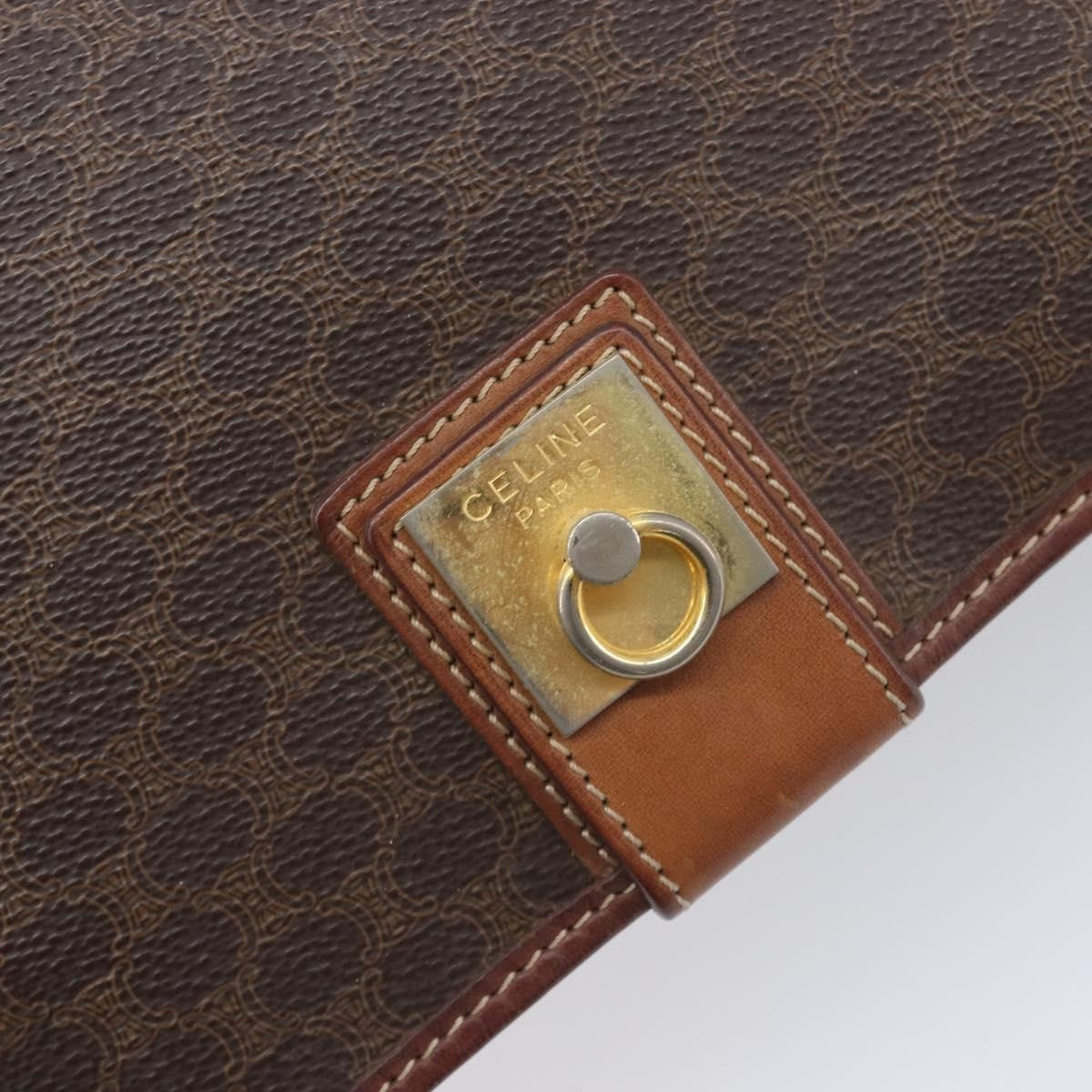 Celine Vintage Macadam Canvas And Leather Brown Canvas Shoulder Bag Bag (Pre-Owned)
