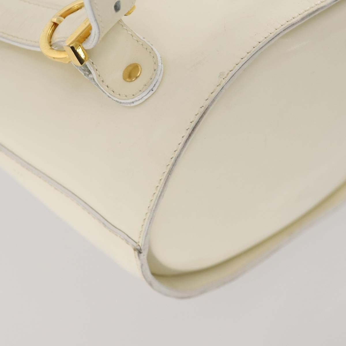 Salvatore Ferragamo Vintage Patent Leather White Patent_Leather Backpack Bag (Pre-Owned)