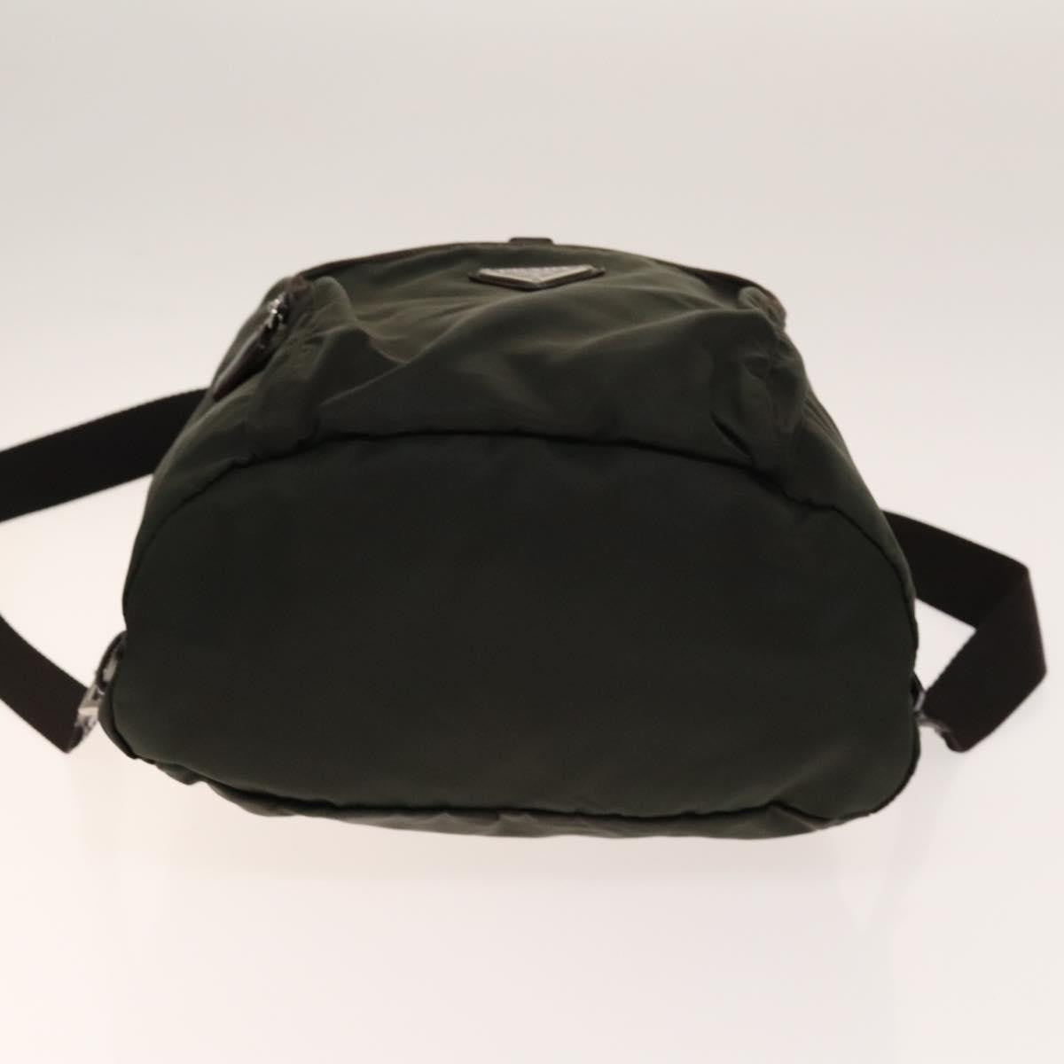 Prada Front Pocket Buckle Nylon Khaki Nylon Backpack Bag (Pre-Owned)