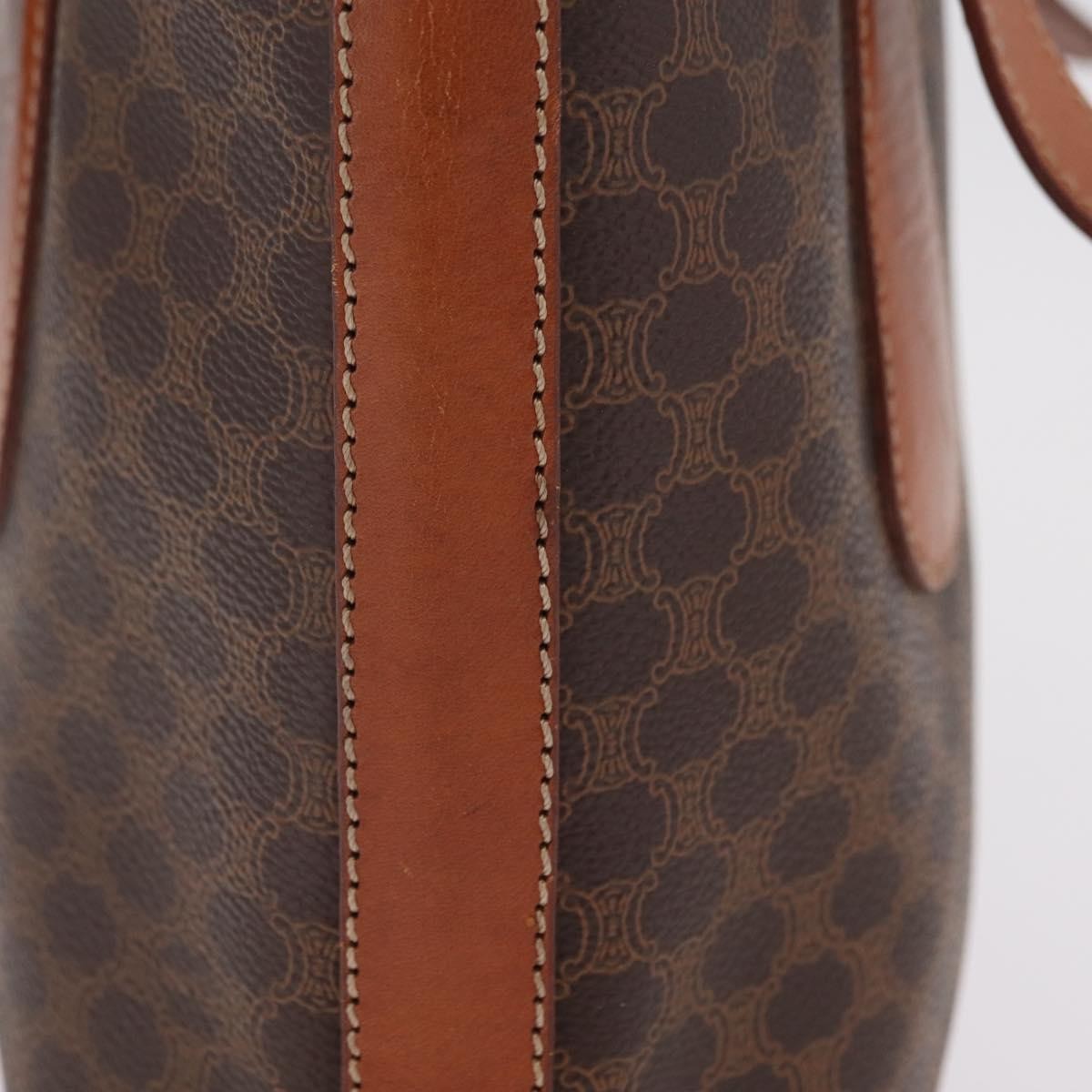 Celine Vintage Macadam Shopper Coated Canvas Brown Canvas Tote Bag Bag (Pre-Owned)