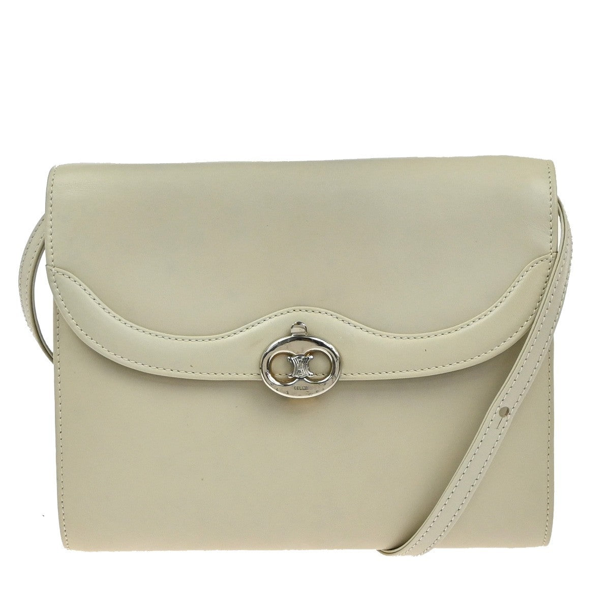 Celine Vintage Leather White Leather Shoulder Bag Bag (Pre-Owned)