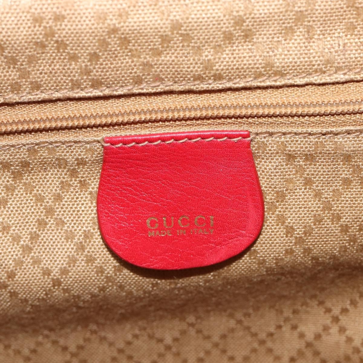 Gucci Vintage Bamboo Leather Red Leather Backpack Bag (Pre-Owned)