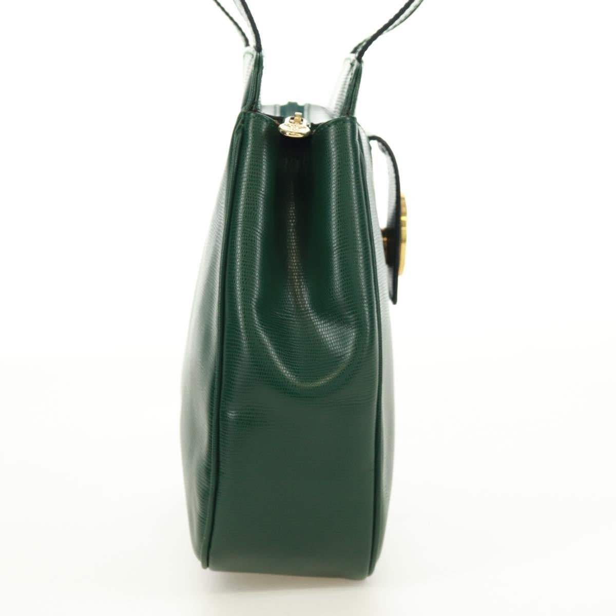 Celine Circle Logo Leather Green Leather Shoulder Bag Bag (Pre-Owned)