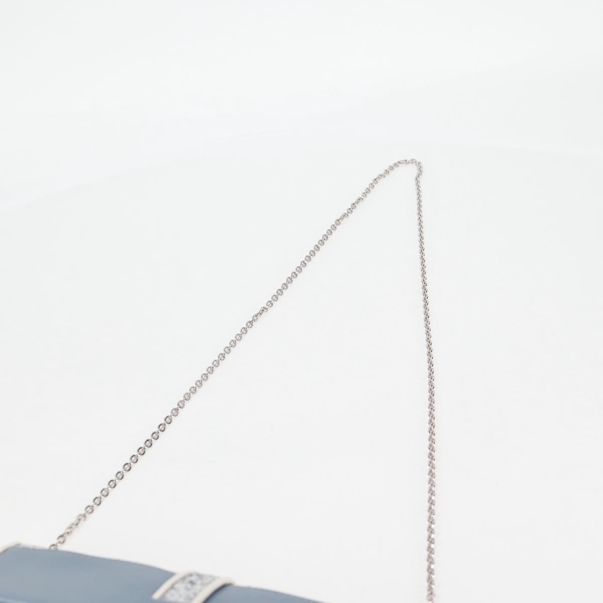 Miu Miu Madras Chain Clutch Matelasse Leather With Glitter Blue Leather Shoulder Bag Bag (Pre-Owned)