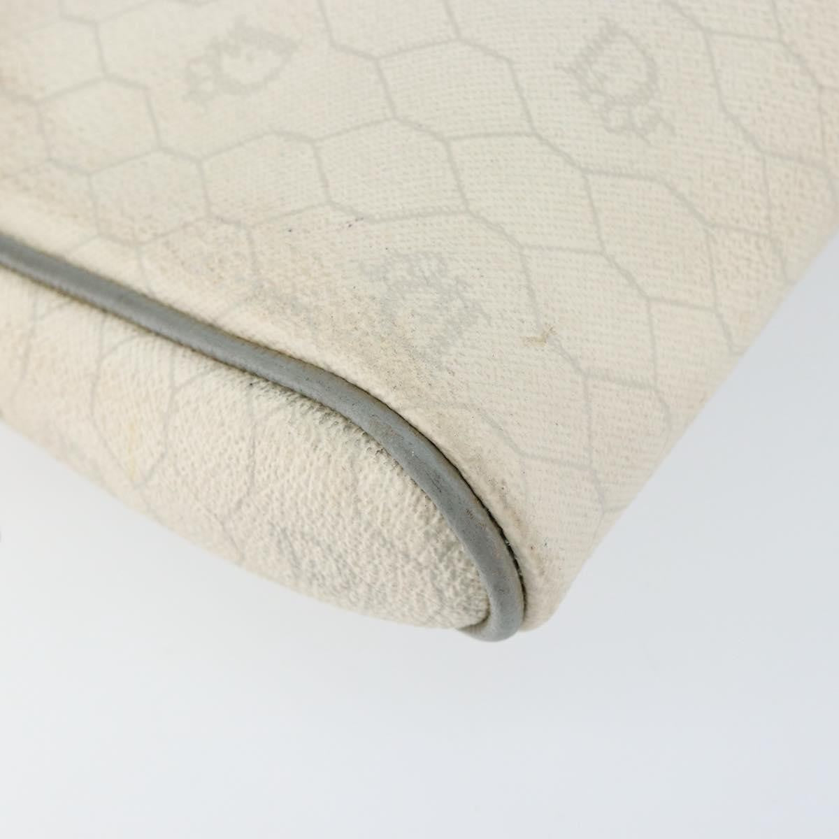 Christian Dior Vintage Honeycomb Zip Coated Canvas White Canvas Clutche & Pouche Bag (Pre-Owned)