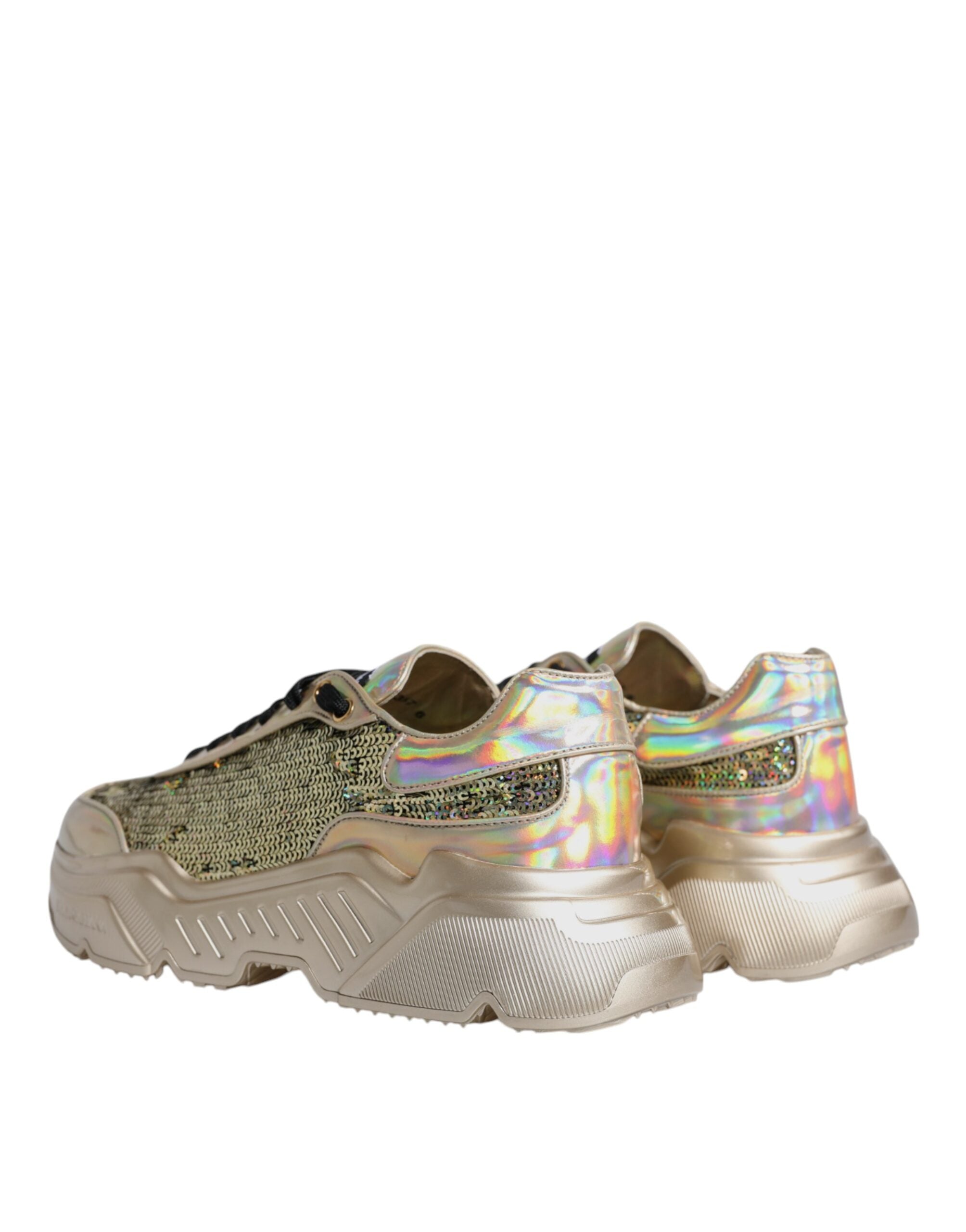Dolce & Gabbana Gold Sequin Iridiscent Daymaster Sneakers Men's Shoes