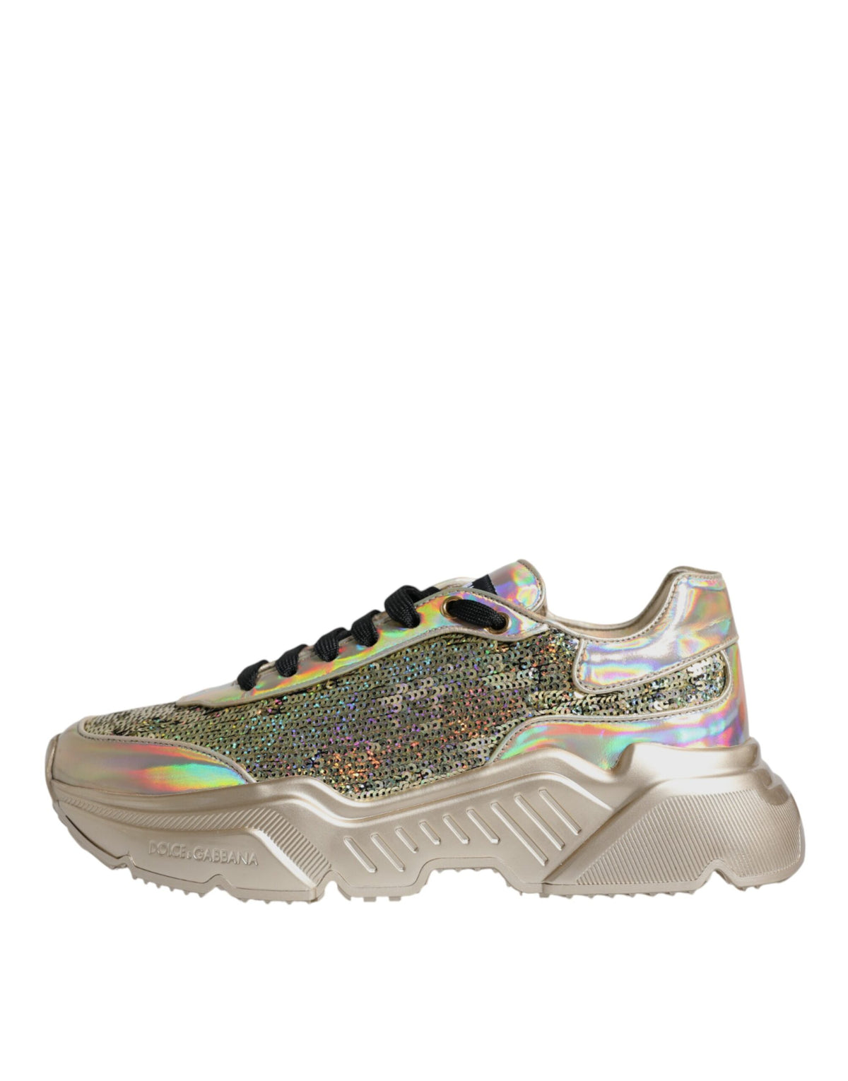 Dolce & Gabbana Gold Sequin Iridiscent Daymaster Sneakers Men's Shoes