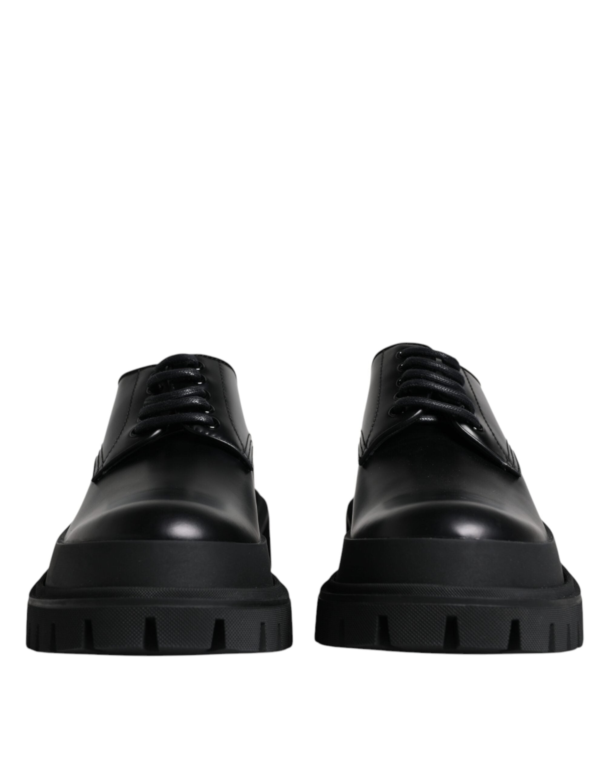 Dolce & Gabbana Black Leather Lace Up Trekking Dress Men's Shoes