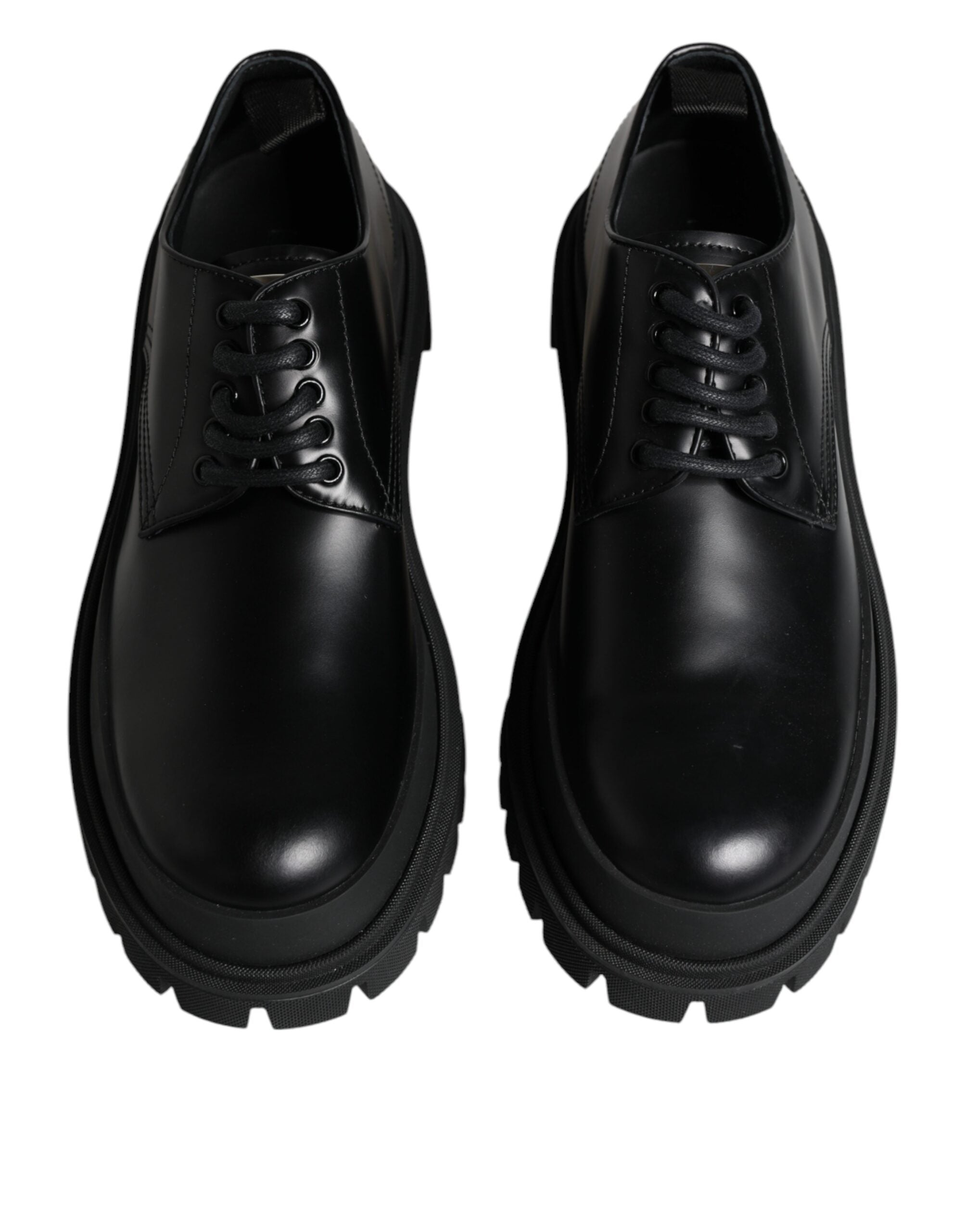 Dolce & Gabbana Black Leather Lace Up Trekking Dress Men's Shoes