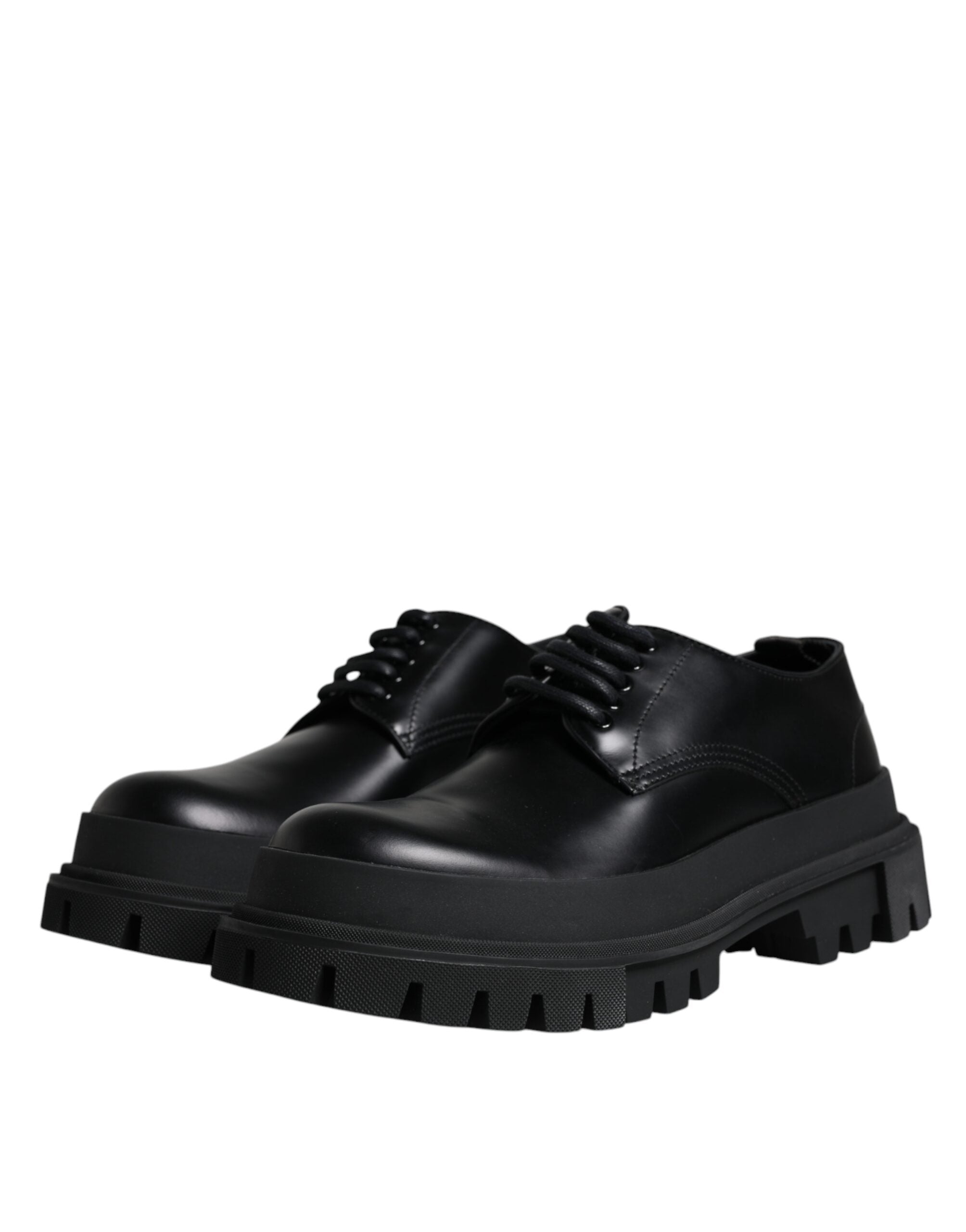 Dolce & Gabbana Black Leather Lace Up Trekking Dress Men's Shoes