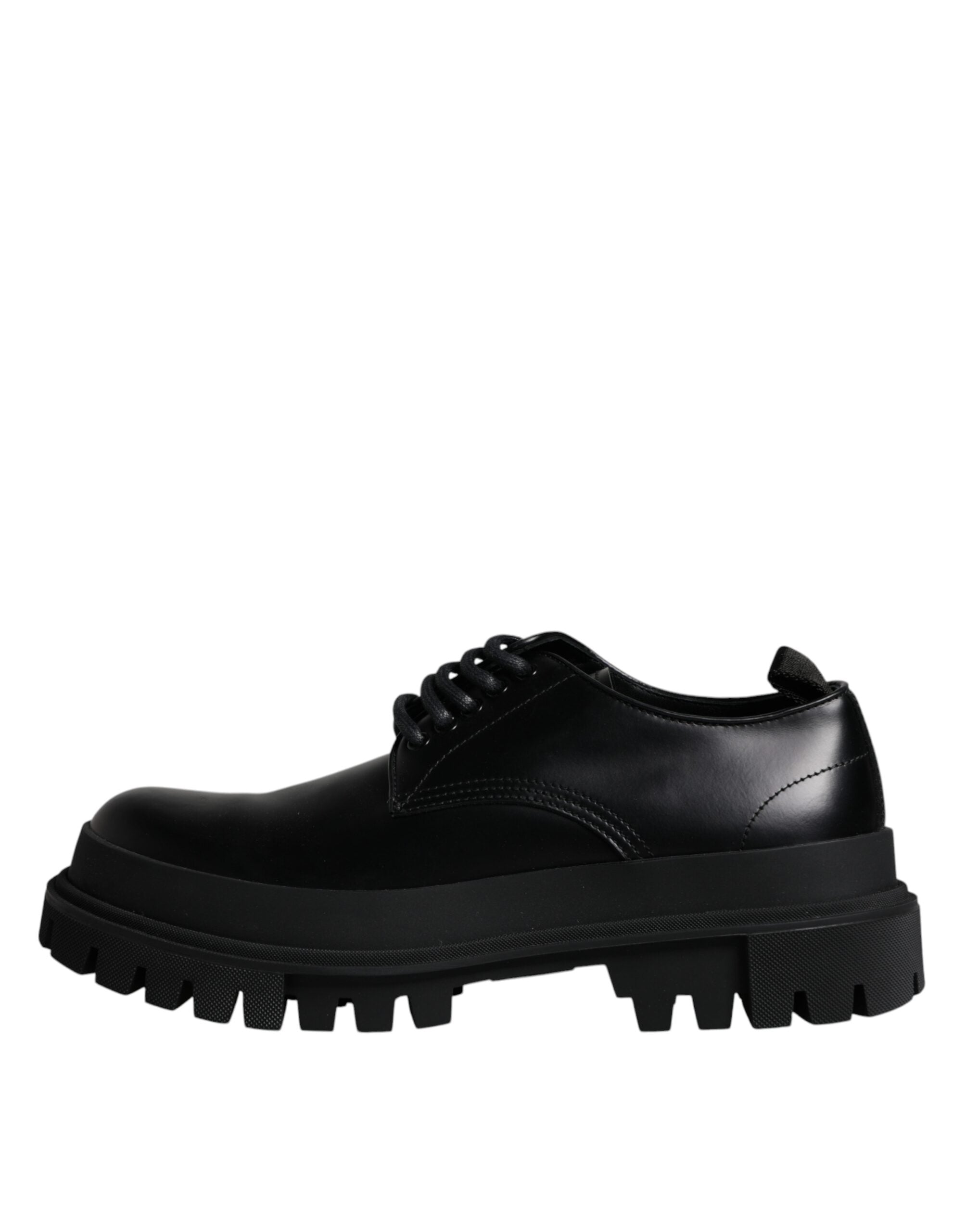 Dolce & Gabbana Black Leather Lace Up Trekking Dress Men's Shoes