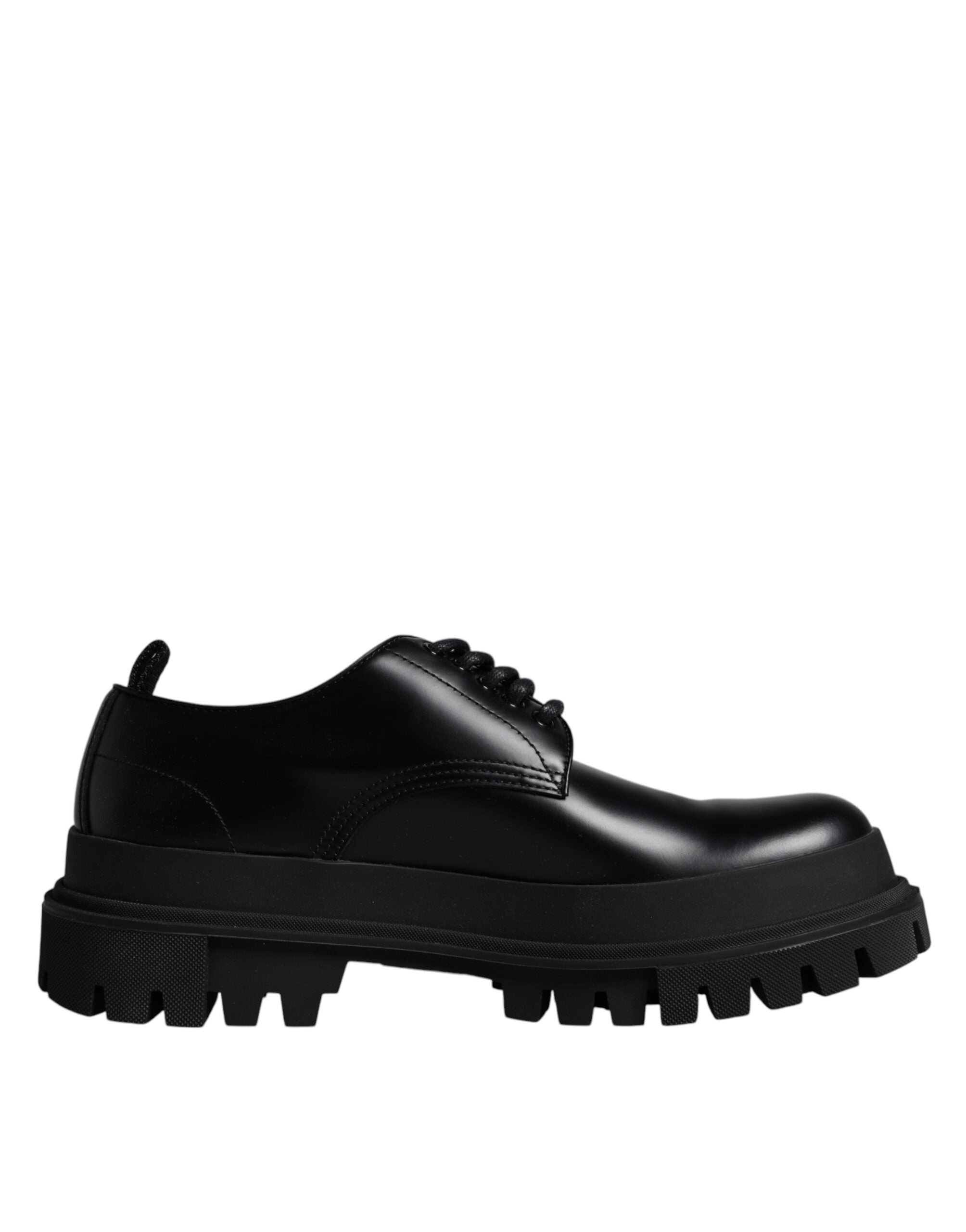 Dolce & Gabbana Black Leather Lace Up Trekking Dress Men's Shoes
