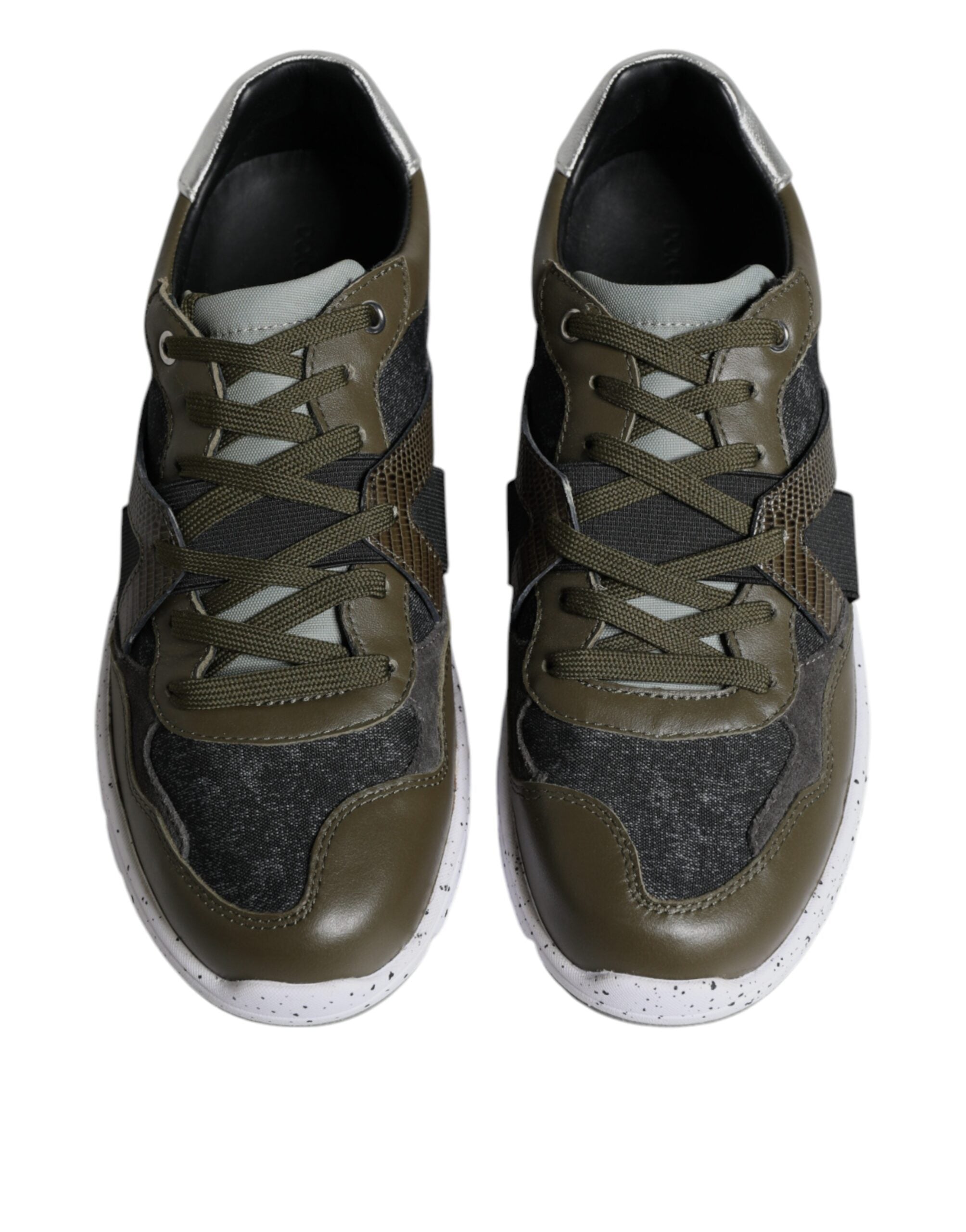 Dolce & Gabbana Multicolor Canvas Leather Low Top Sneaker Men's Shoes (Pre-Owned)