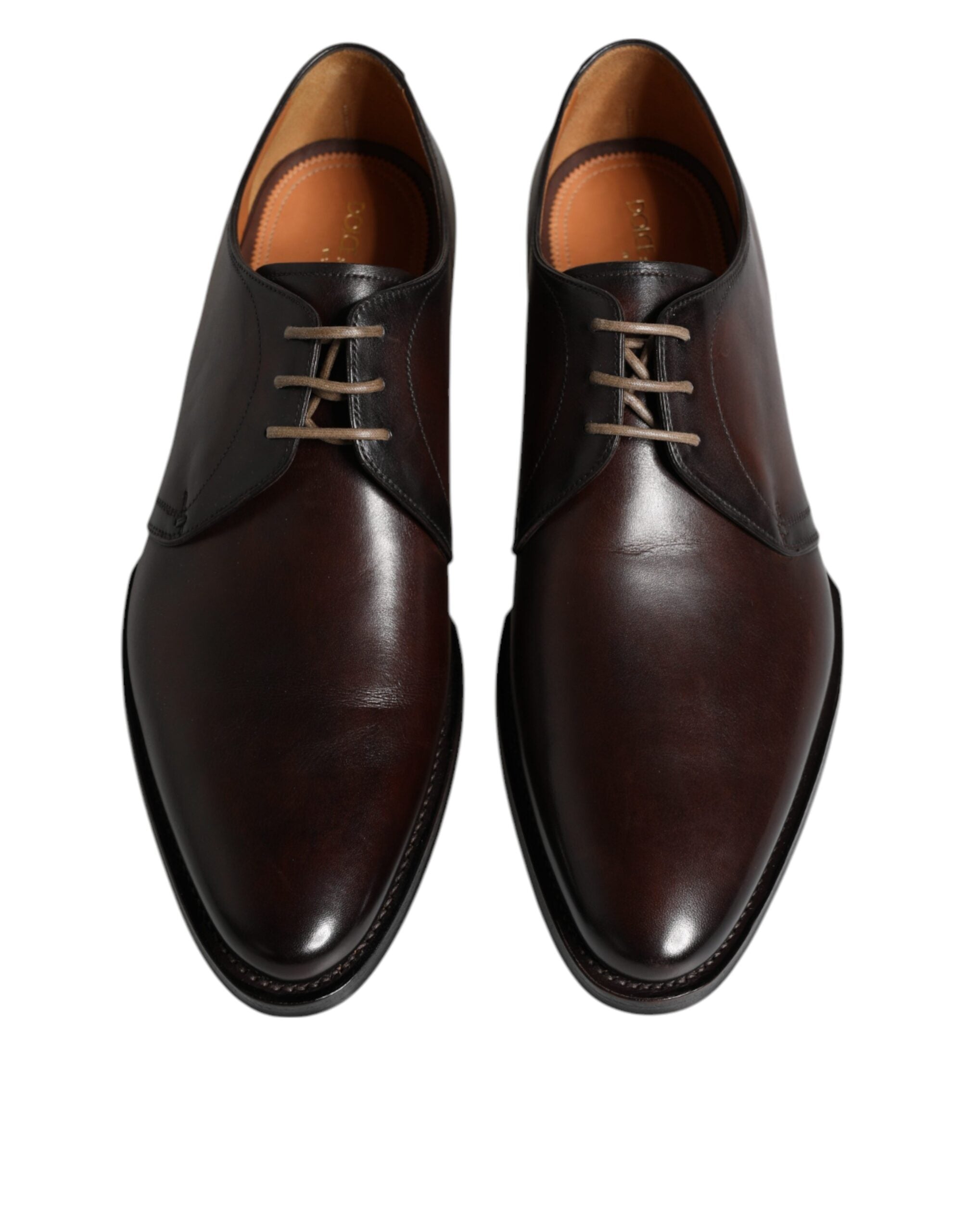 Dolce & Gabbana Brown Leather Lace Up Men Derby Formal Men's Shoes
