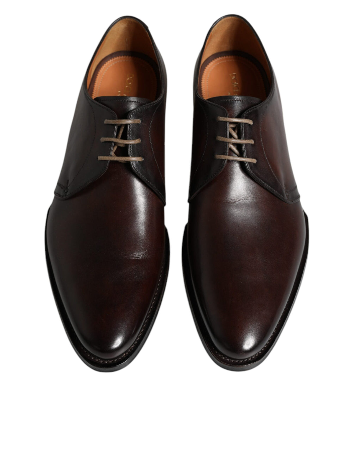 Dolce & Gabbana Brown Leather Lace Up Men Derby Formal Men's Shoes