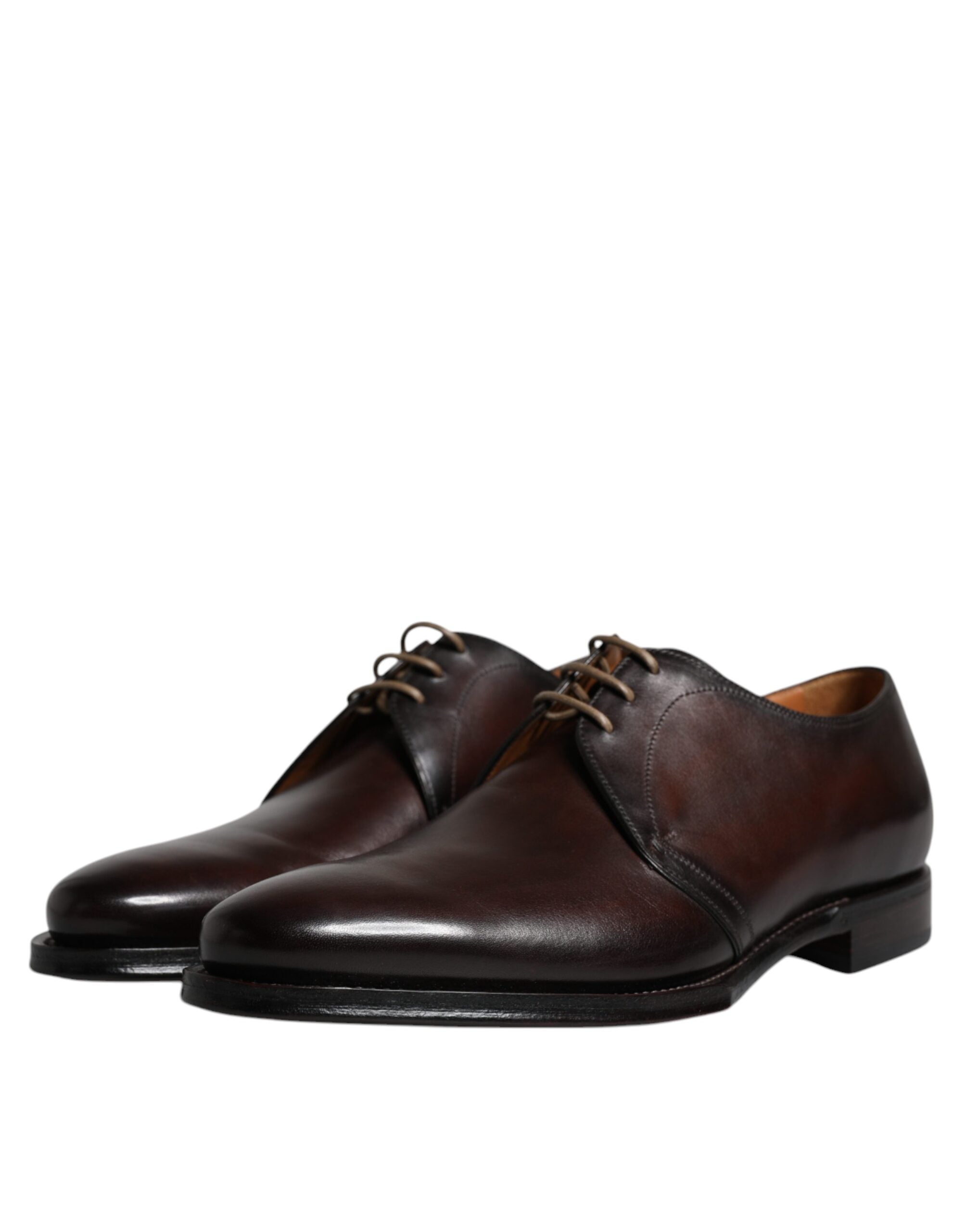Dolce & Gabbana Brown Leather Lace Up Men Derby Formal Men's Shoes