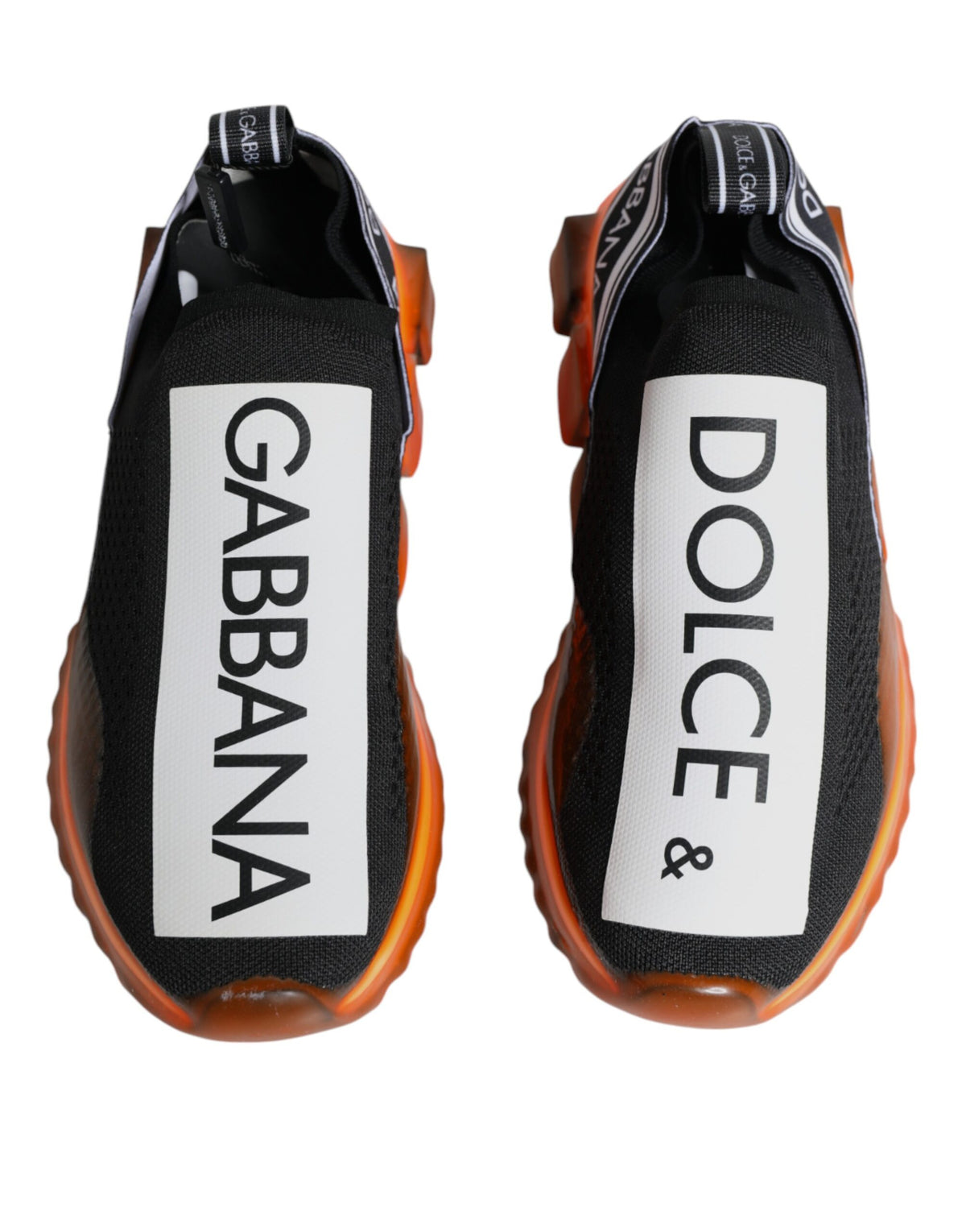 Dolce & Gabbana Black Orange Sorrento Slip On Sneakers Men's Shoes