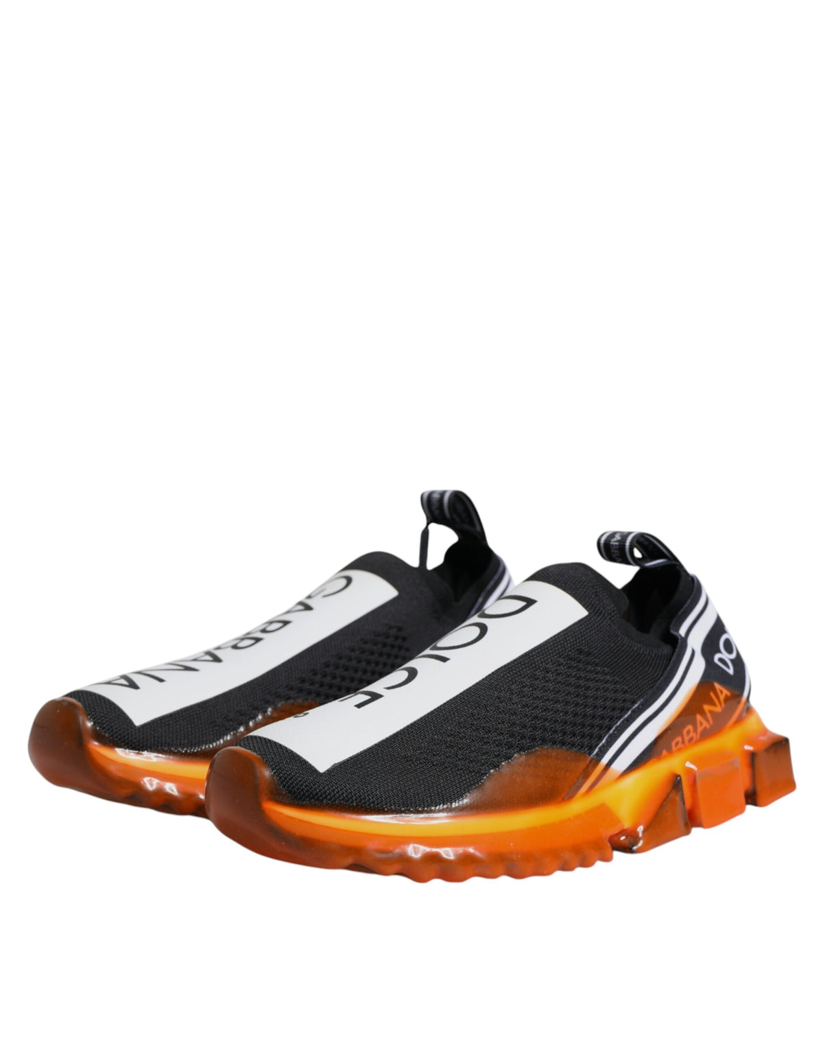 Dolce & Gabbana Black Orange Sorrento Slip On Sneakers Men's Shoes