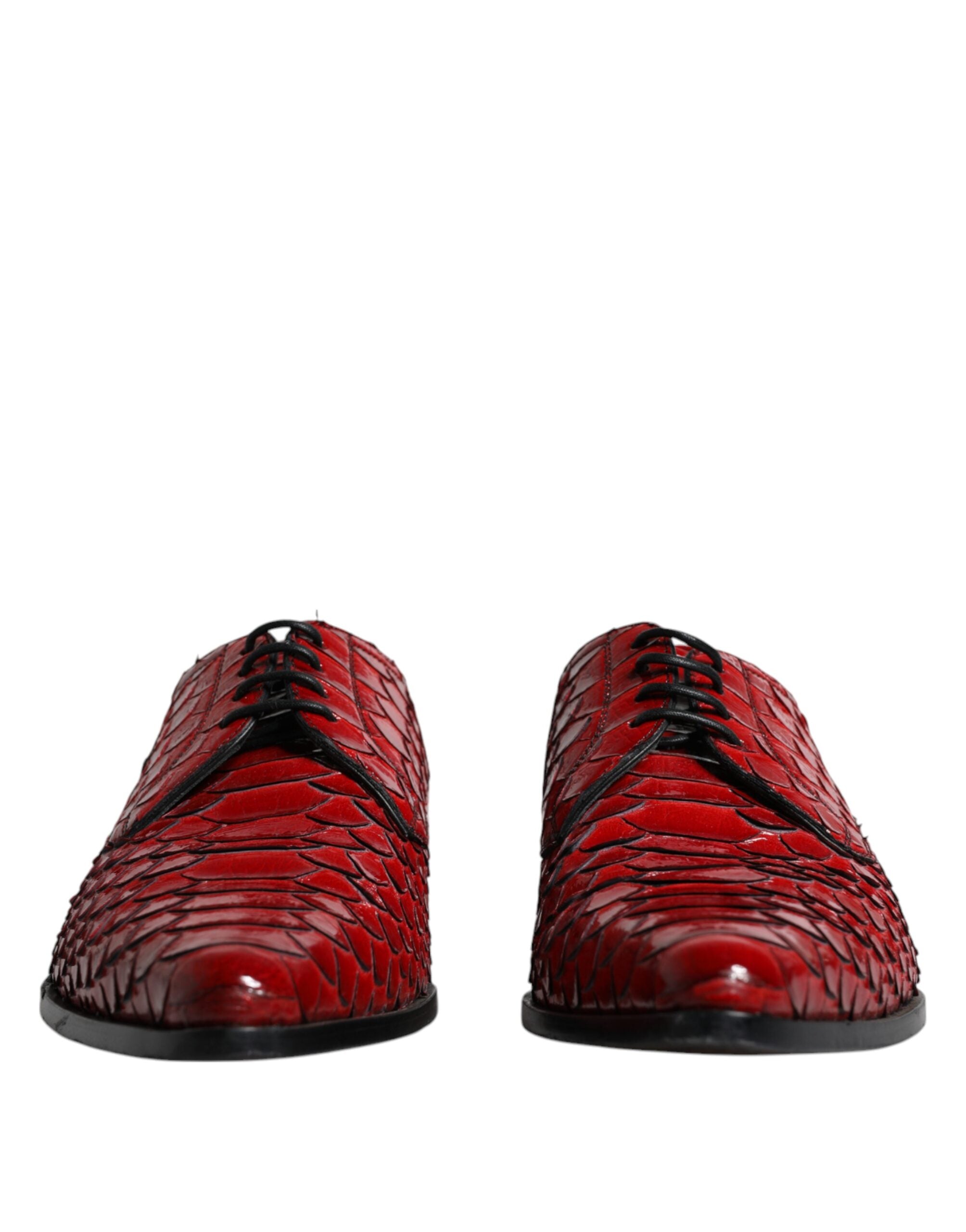 Dolce & Gabbana Red Textured Varnished Derby Men Formal Men's Shoes (Pre-Owned)