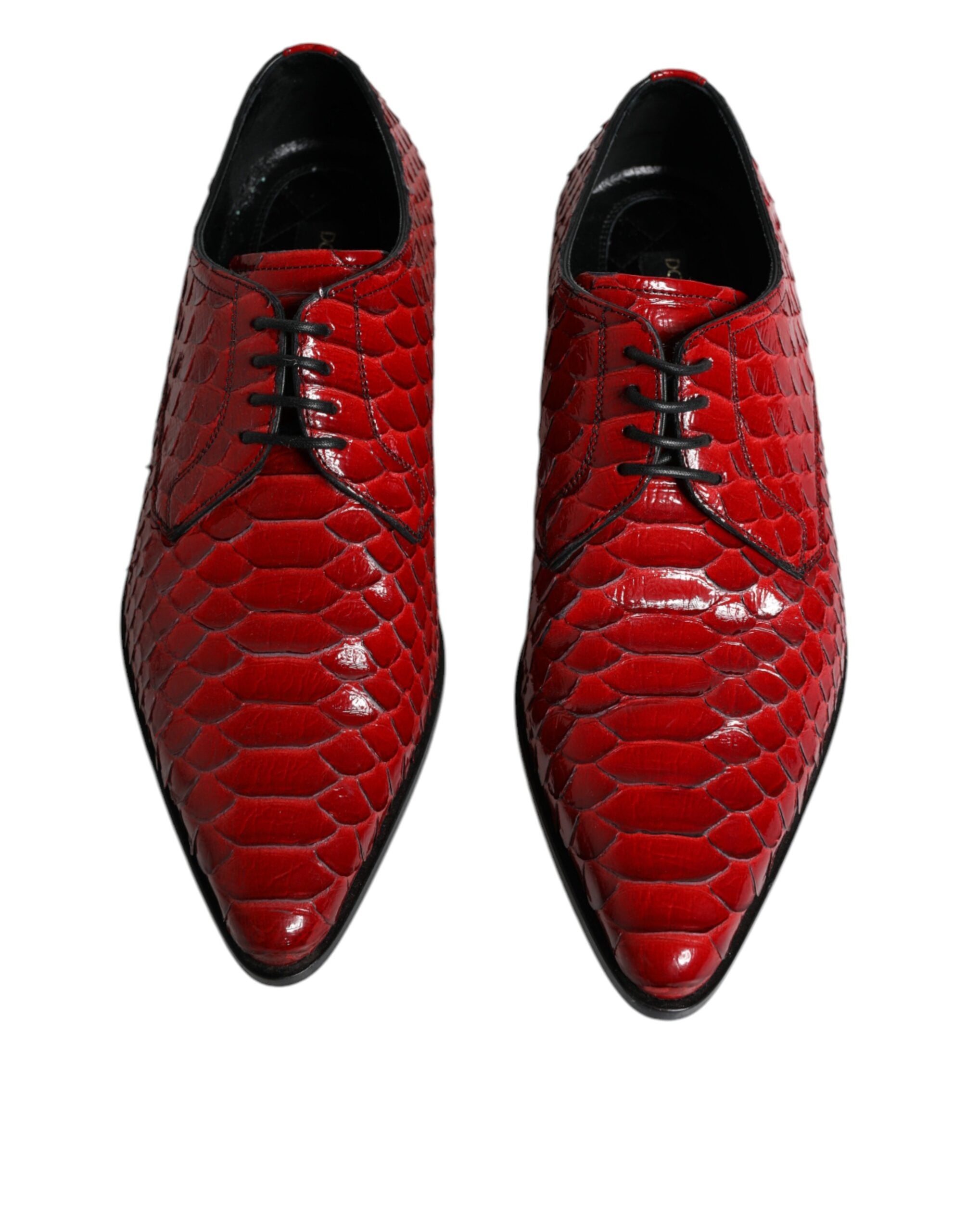 Dolce & Gabbana Red Textured Varnished Derby Men Formal Men's Shoes (Pre-Owned)