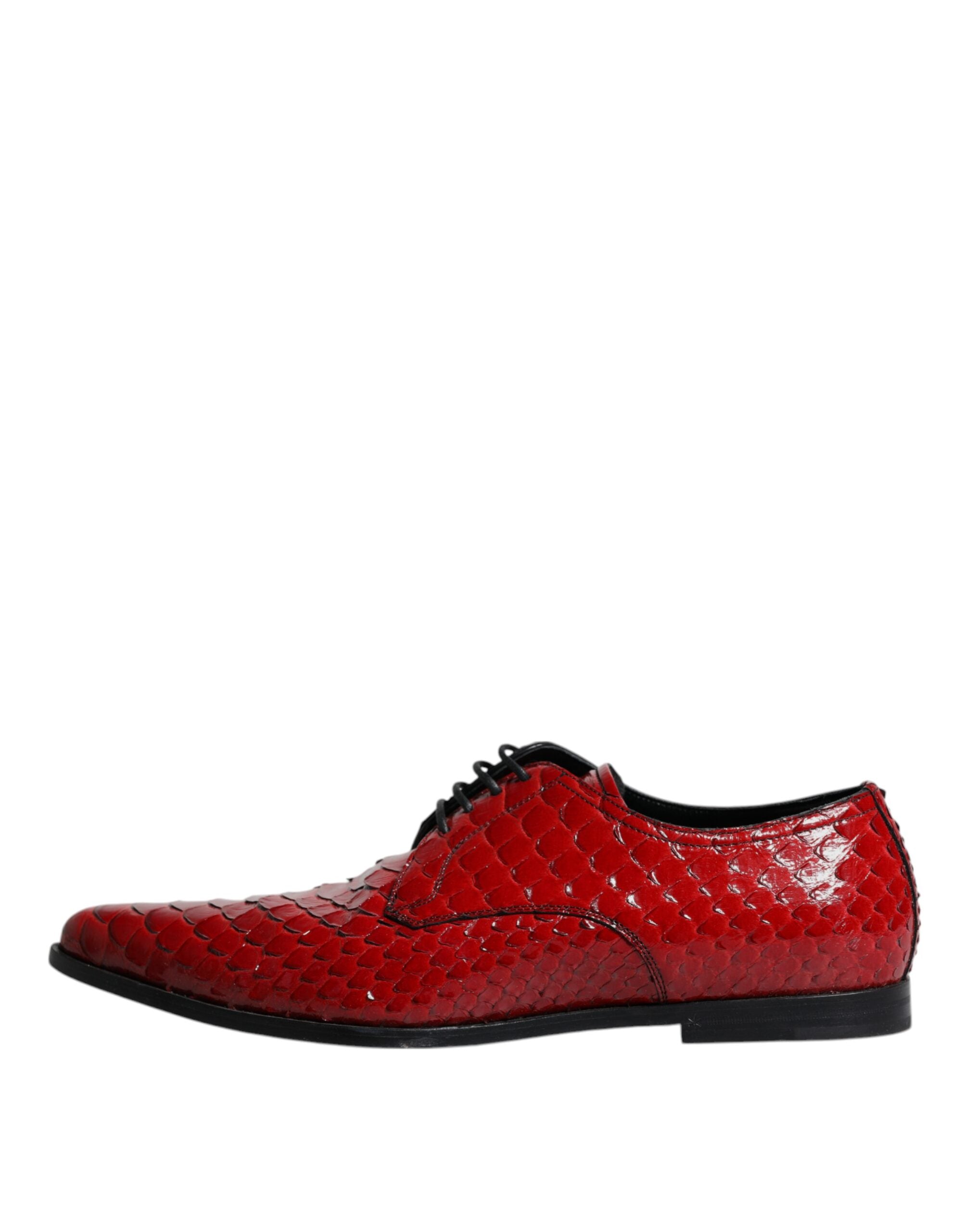 Dolce & Gabbana Red Textured Varnished Derby Men Formal Men's Shoes (Pre-Owned)