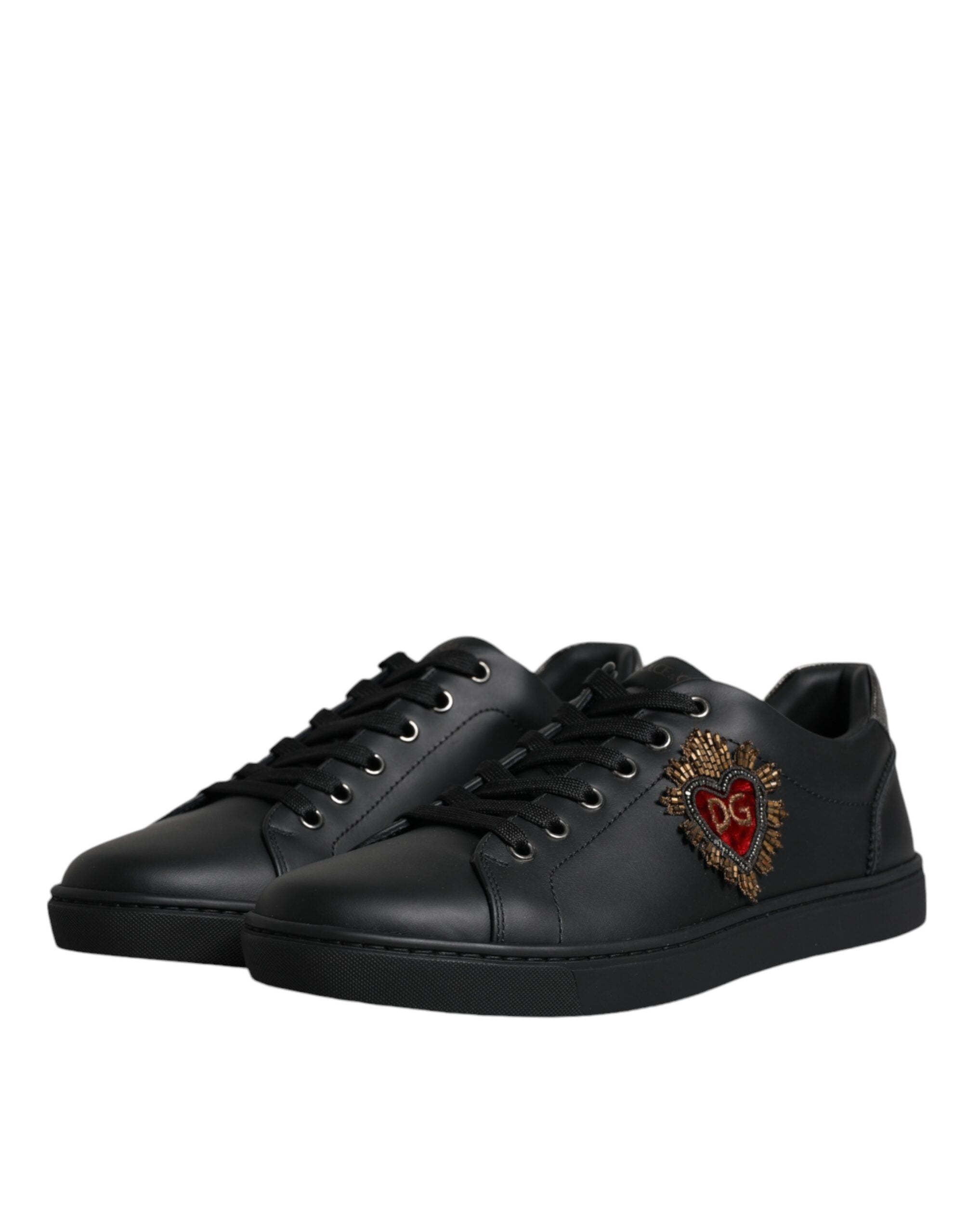 Dolce & Gabbana Black London Sacred Heart Men Sneakers Men's Shoes
