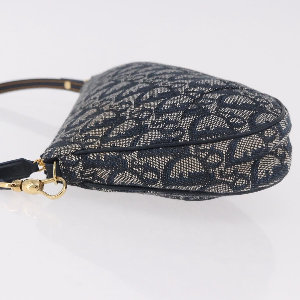 Christian Dior Vintage Saddle Bag Canvas Navy Canvas Clutche & Pouche Bag (Pre-Owned)