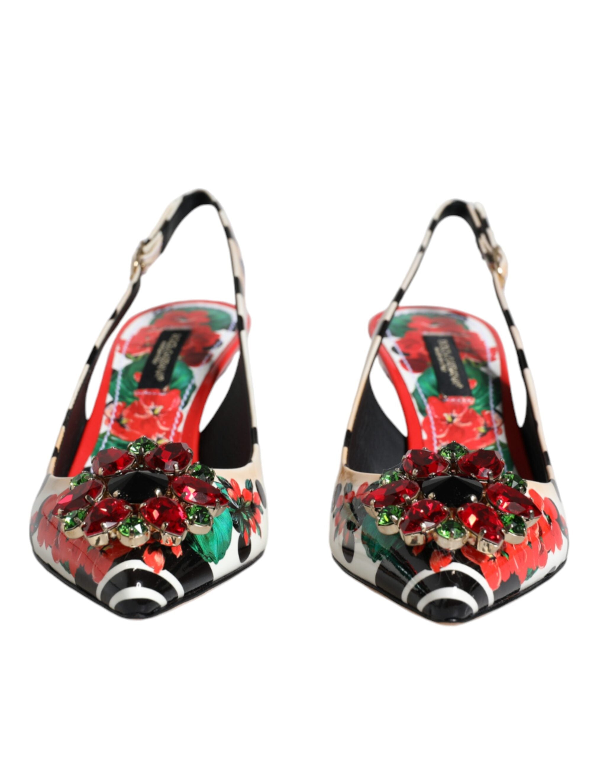 Dolce & Gabbana Multicolor Leather Crystal Heels Slingback Women's Shoes (Pre-Owned)