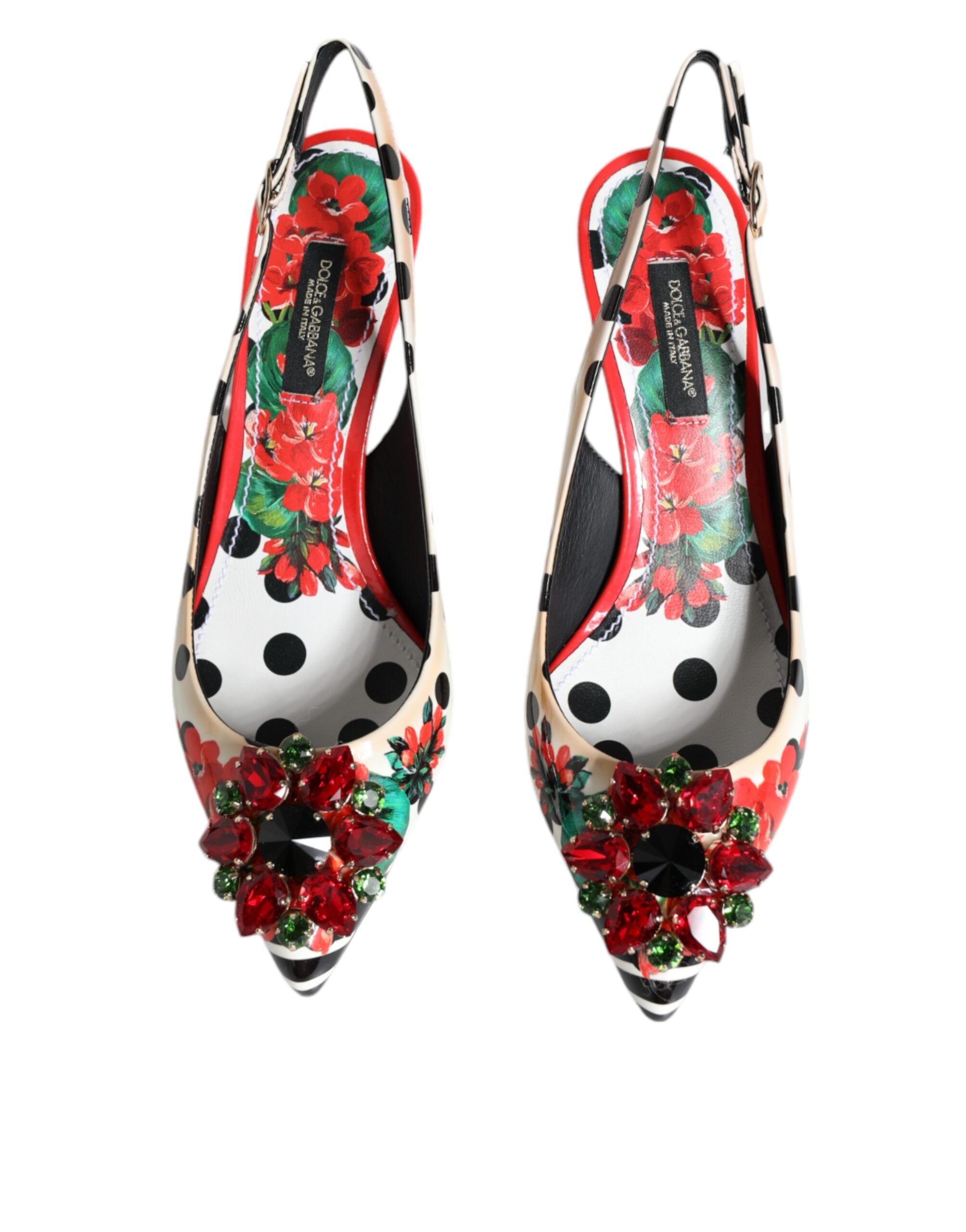 Dolce & Gabbana Multicolor Leather Crystal Heels Slingback Women's Shoes (Pre-Owned)