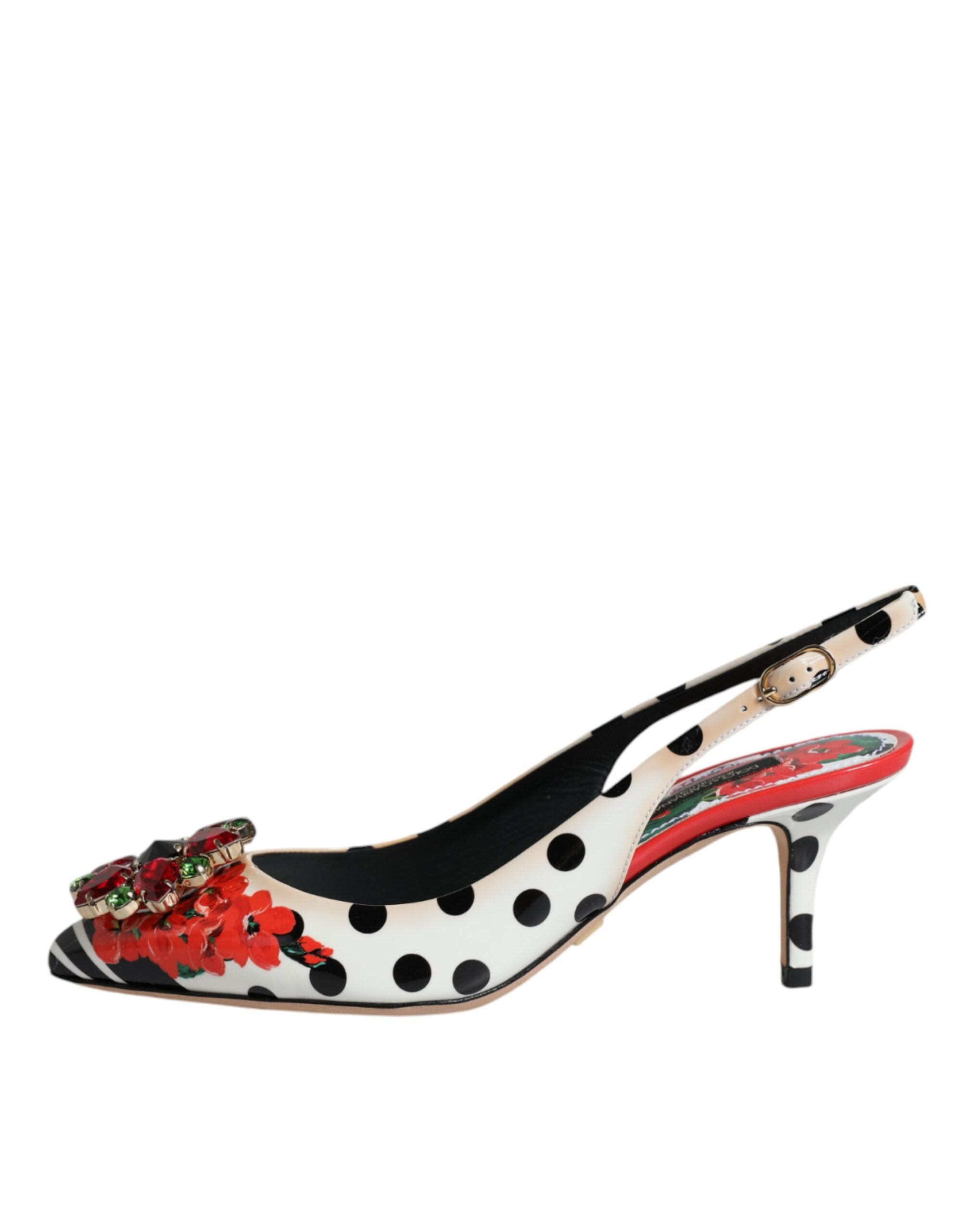 Dolce & Gabbana Multicolor Leather Crystal Heels Slingback Women's Shoes (Pre-Owned)