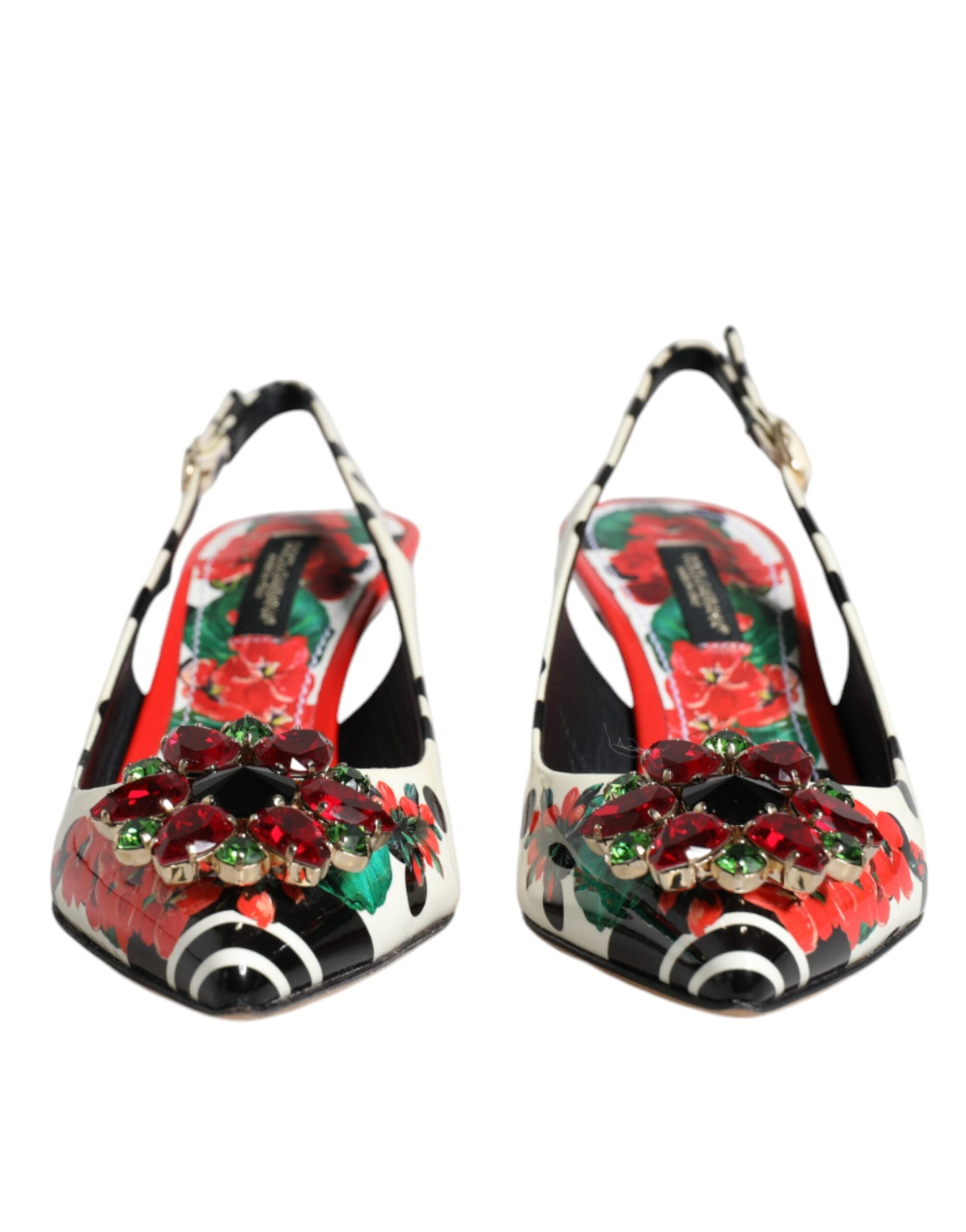 Dolce & Gabbana Multicolor Leather Crystal Heels Slingback Women's Shoes (Pre-Owned)