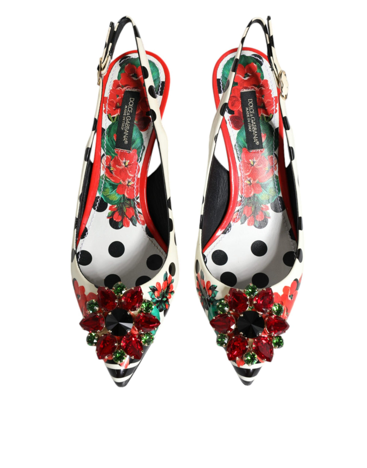 Dolce & Gabbana Multicolor Leather Crystal Heels Slingback Women's Shoes (Pre-Owned)