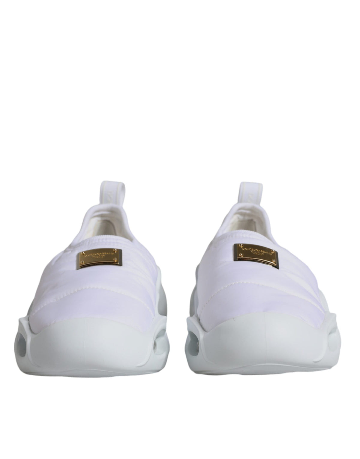 Dolce & Gabbana White Padded Fabric Low Top Sneakers Women's Shoes