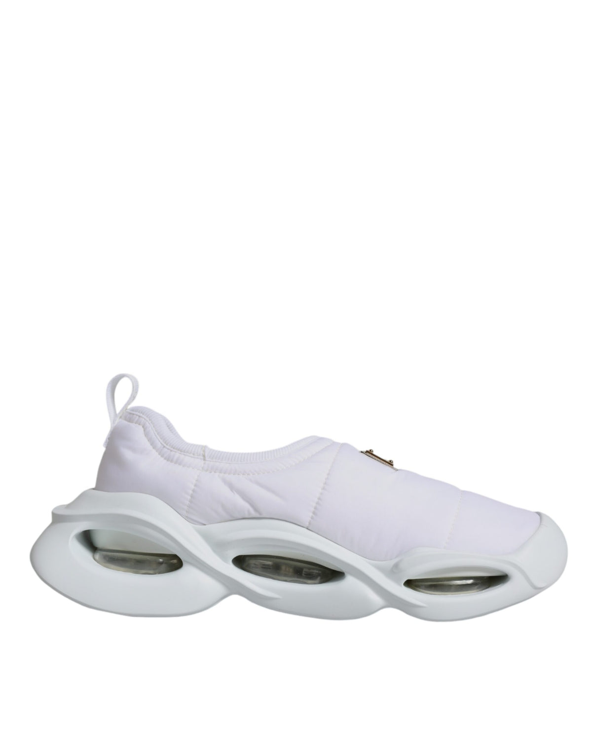 Dolce & Gabbana White Padded Fabric Low Top Sneakers Women's Shoes