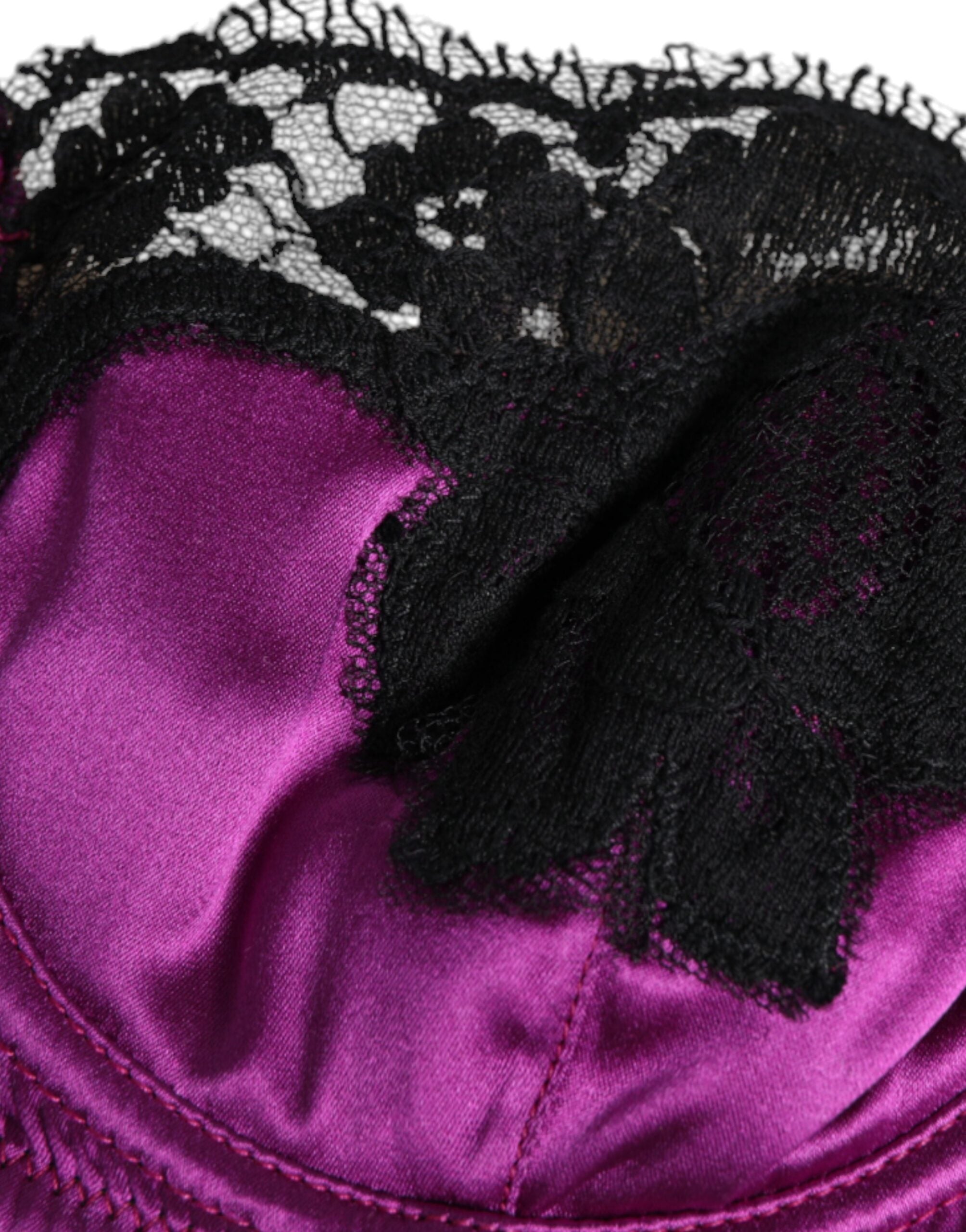 Dolce & Gabbana Purple Silk Underwired Balconette Bra Women's Underwear