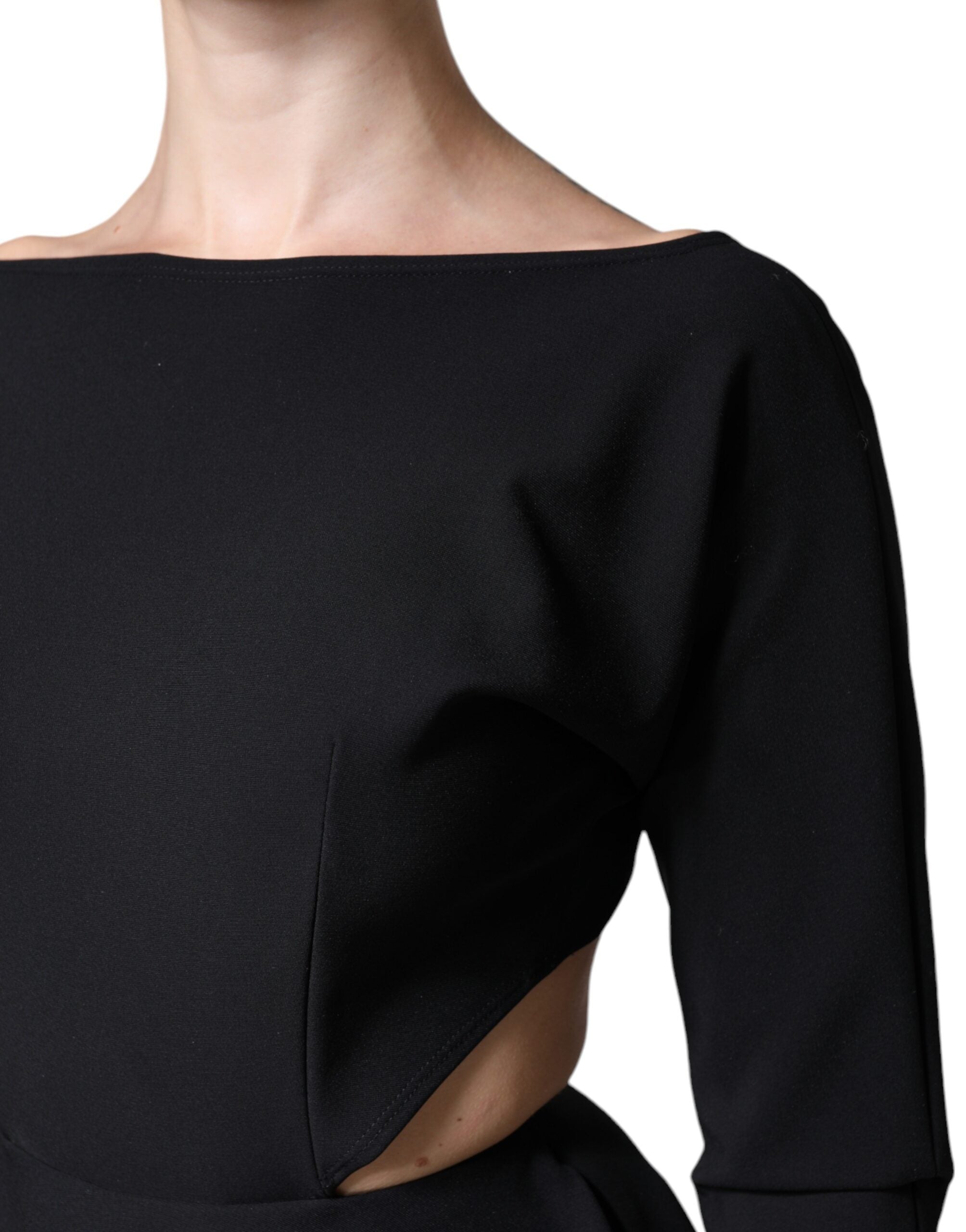 Dolce & Gabbana Black Viscose Cut Out A-line Long Sleeves Mini Women's Dress