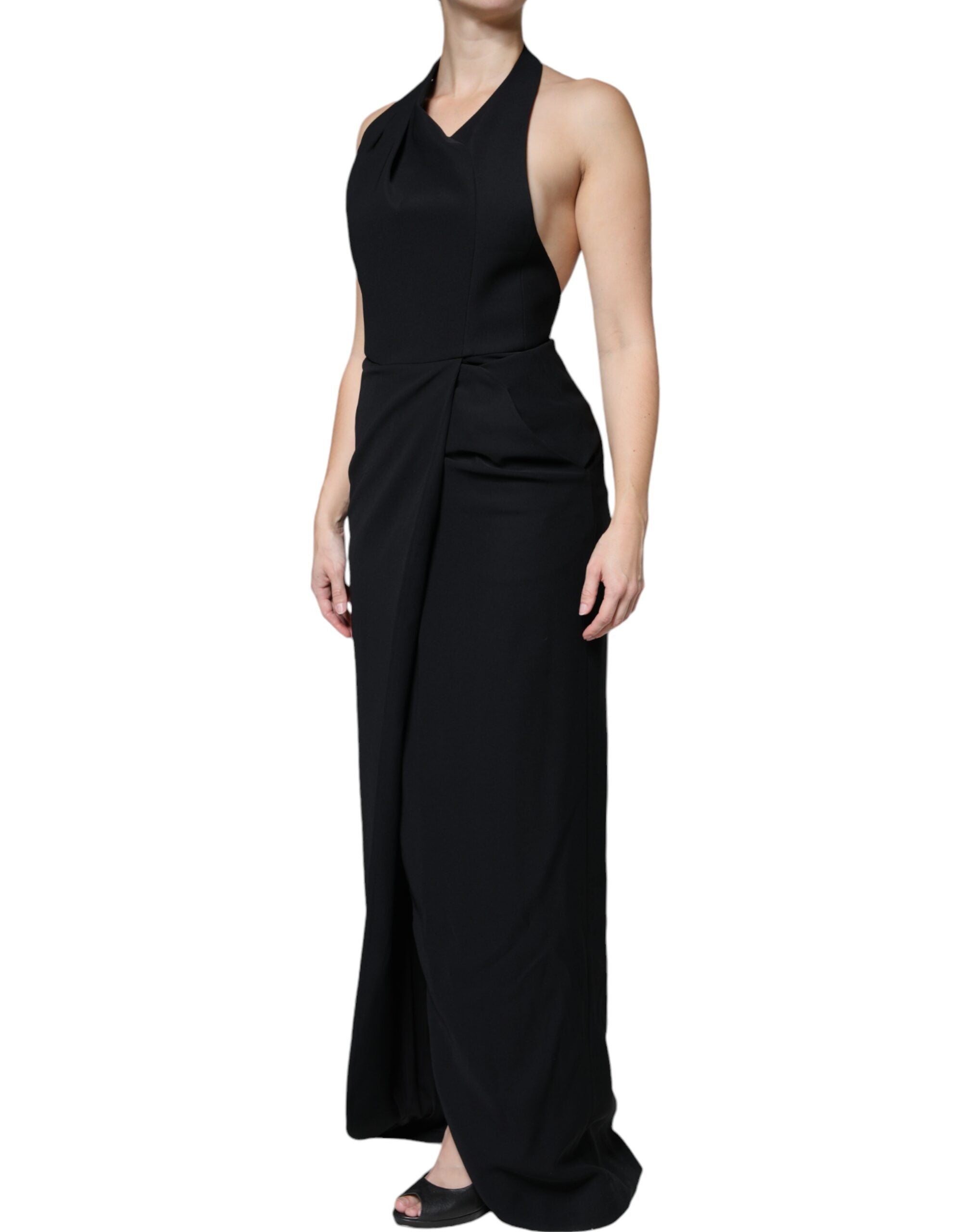 Emporio Armani Black Sleeveless Halter Sheath Long Gown Women's Dress (Pre-Owned)