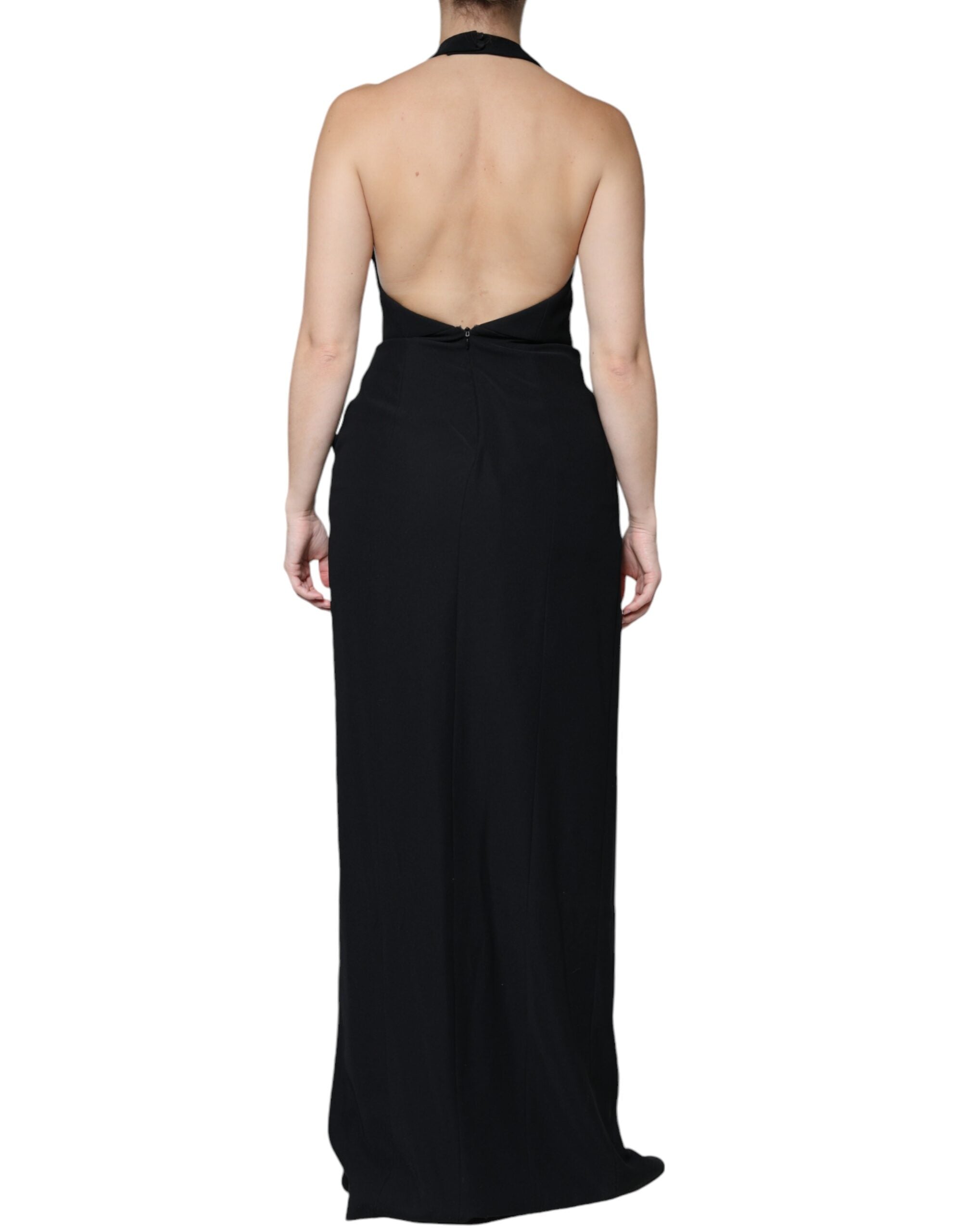 Emporio Armani Black Sleeveless Halter Sheath Long Gown Women's Dress (Pre-Owned)
