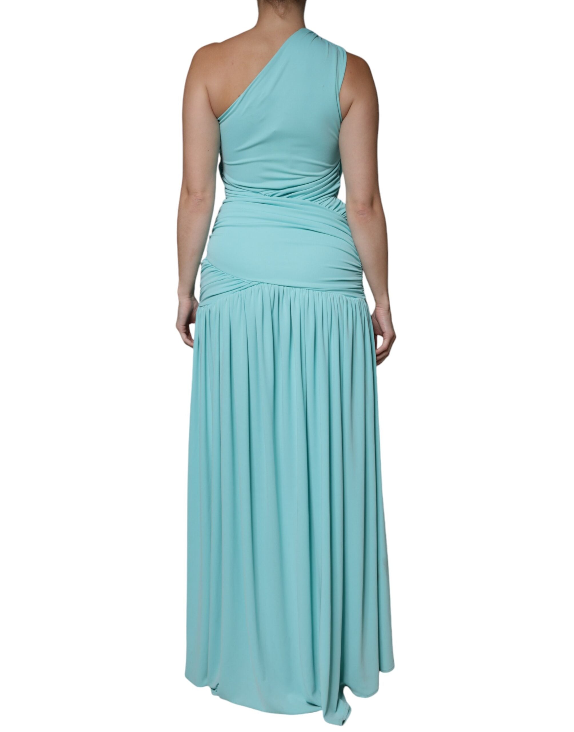 Christian Pellizzari Light Blue Jersey Long Drape One Shoulder Women's Dress (Pre-Owned)