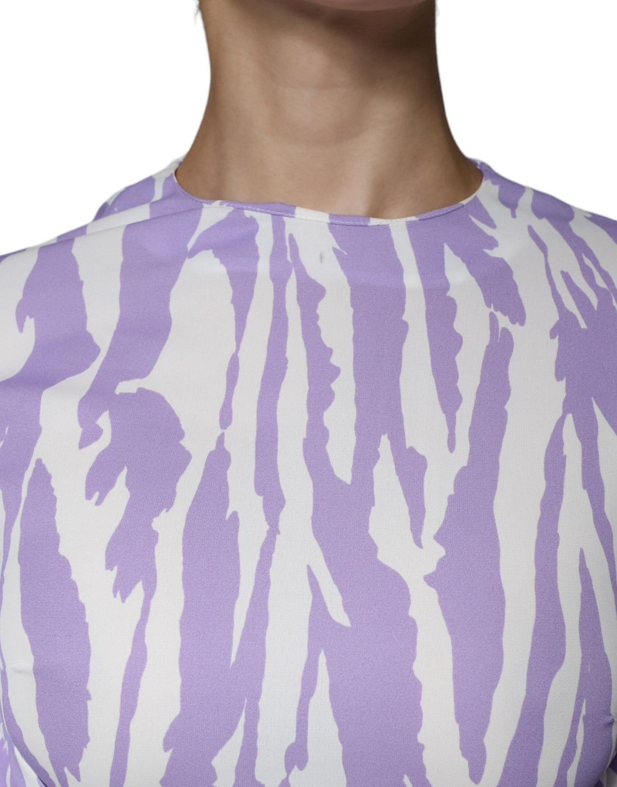 MSGM White Purple Patterned Viscose Short Sleeves Maxi Women's Dress (Pre-Owned)