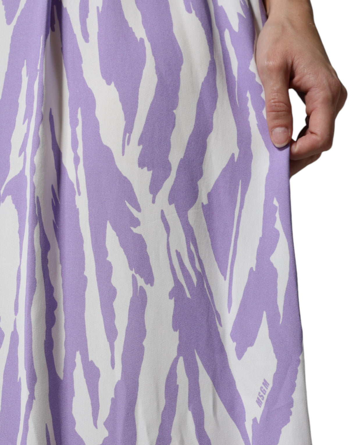 MSGM White Purple Patterned Viscose Short Sleeves Maxi Women's Dress (Pre-Owned)