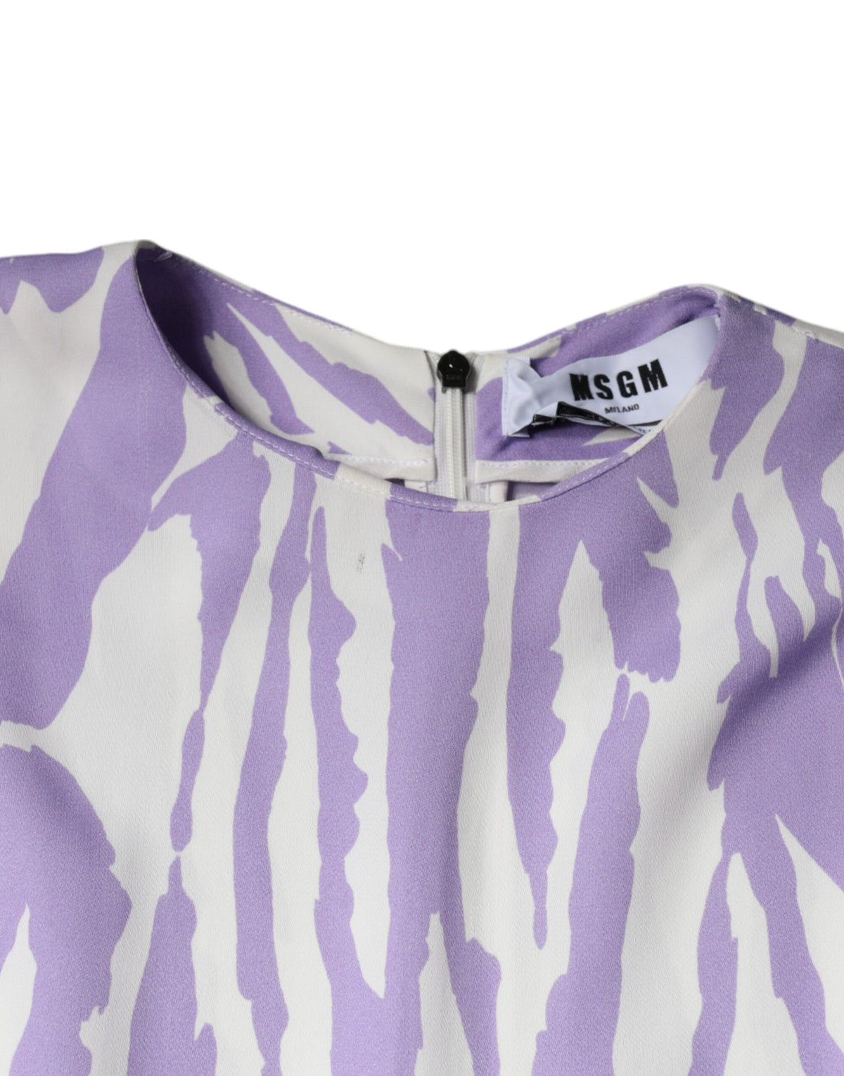 MSGM White Purple Patterned Viscose Short Sleeves Maxi Women's Dress (Pre-Owned)