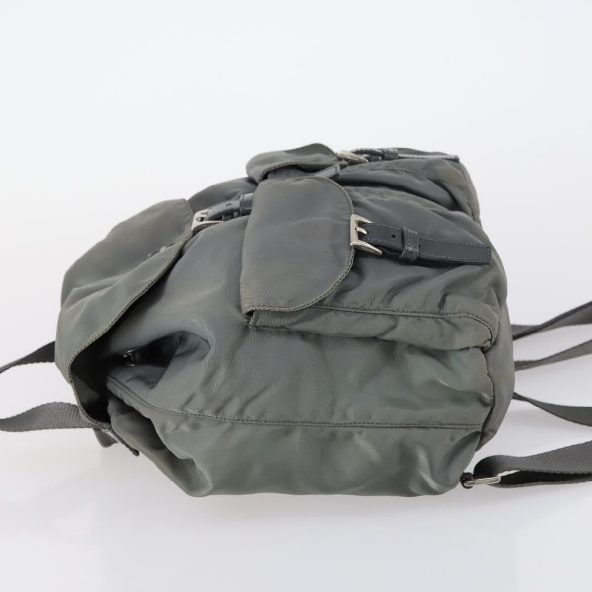 Prada Double Front Pocket Tessuto Gray Nylon Backpack Bag (Pre-Owned)