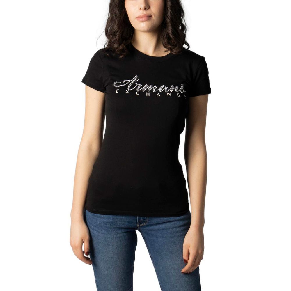 Armani Exchange Black Cotton Tops & Women's T-Shirt