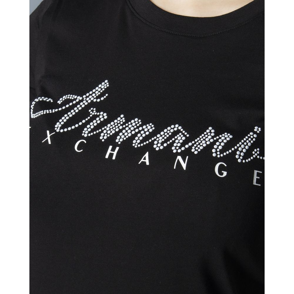Armani Exchange Black Cotton Tops & Women's T-Shirt