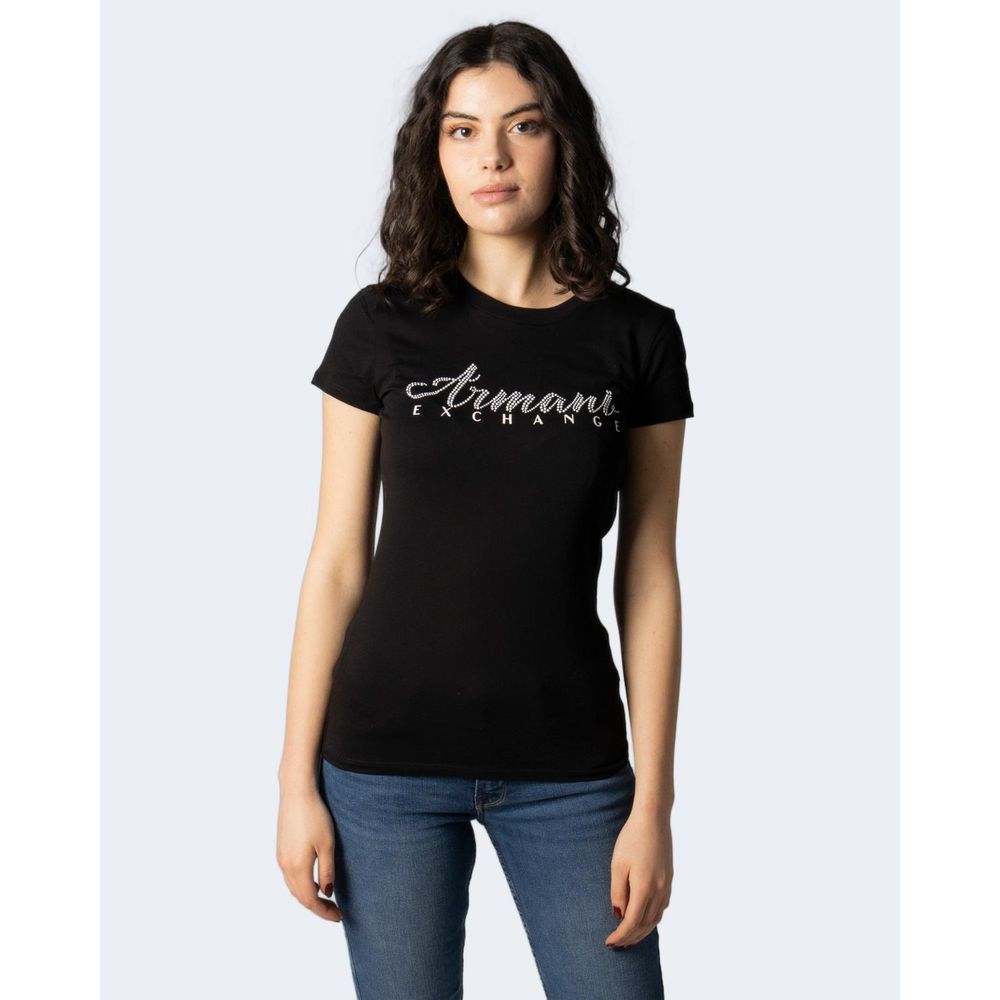 Armani Exchange Black Cotton Tops & Women's T-Shirt
