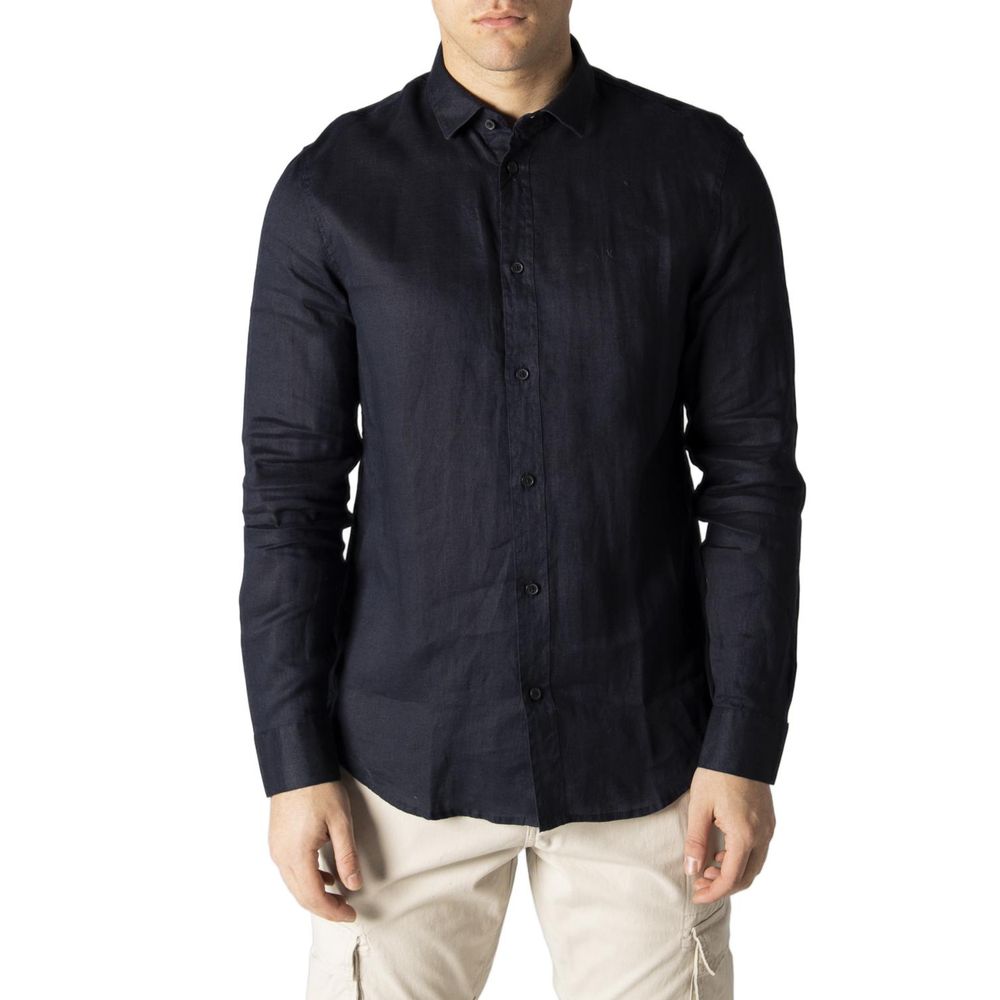 Armani Exchange Blue Linen Men's Shirt